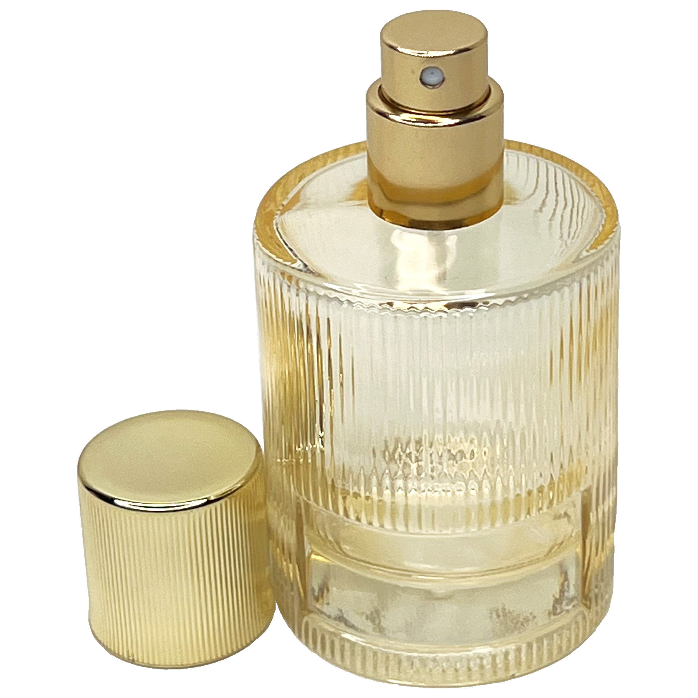 50ml 1.7oz colored striped cylinder matching uv lids glass perfume spray bottles