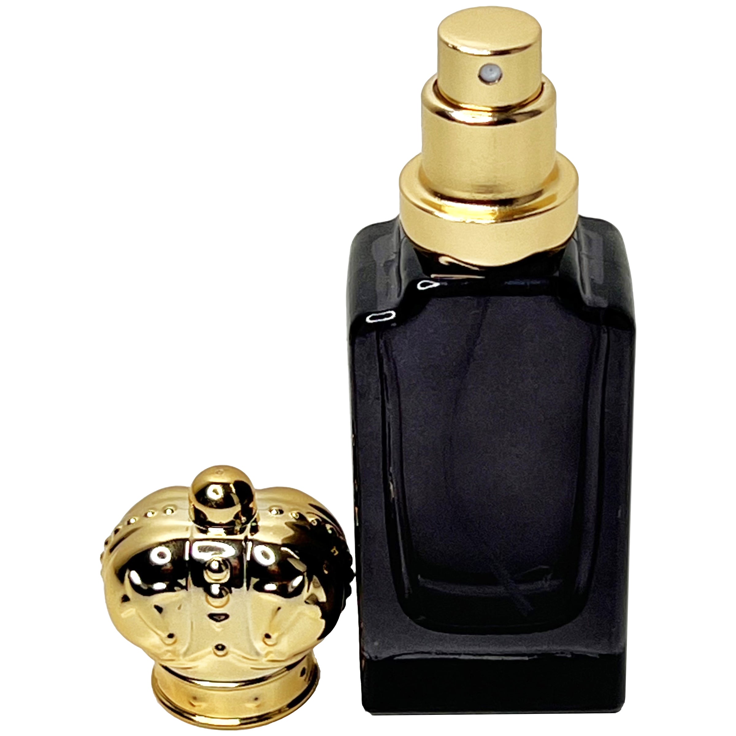 30ml 1oz golden crown lids colored glass perfume spray bottles