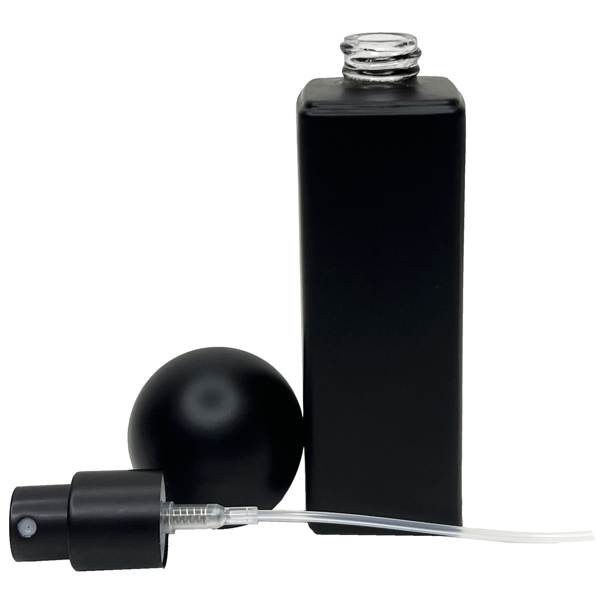 30ml 1oz all black matte thick glass tall square perfume spray bottles