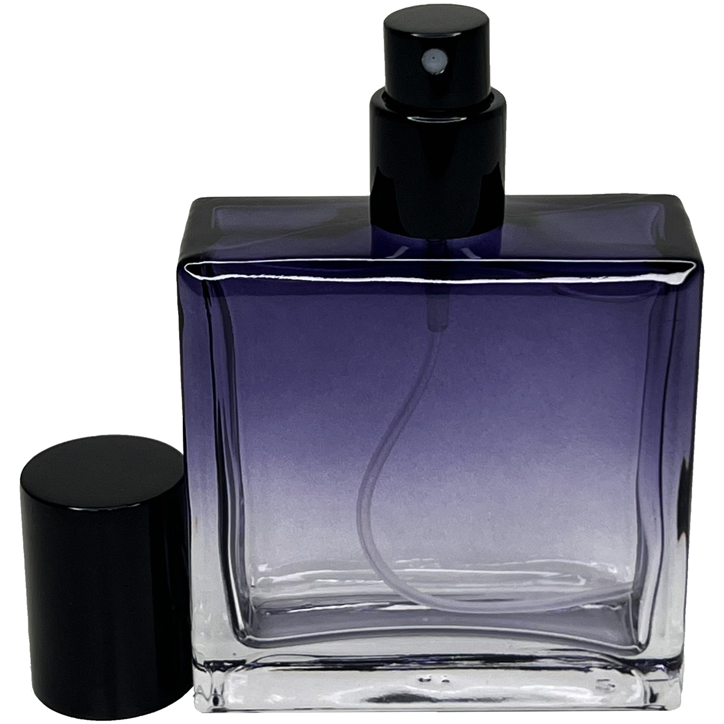 50ml 1.7 oz square clear gradient blue glass perfume spray bottles