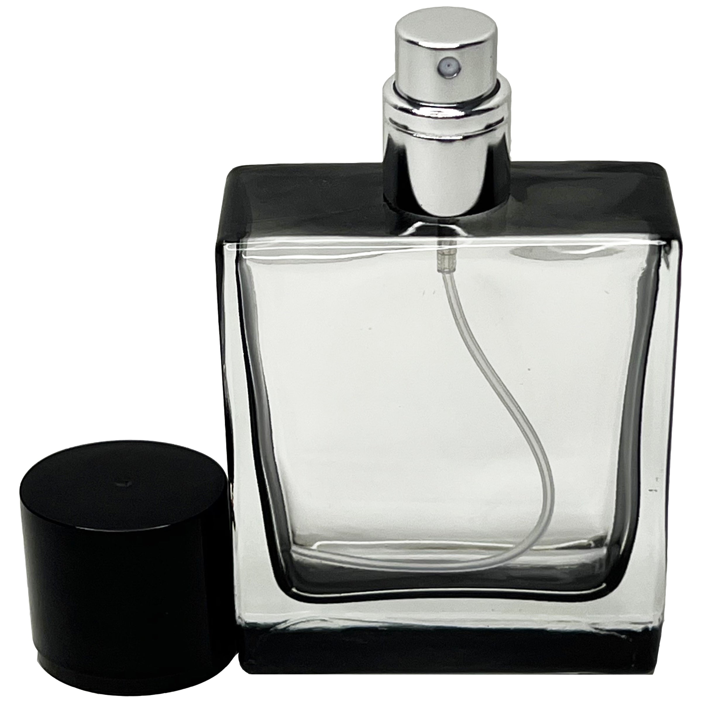50ml 1.7oz dark tinted black clear square perfume spray bottles