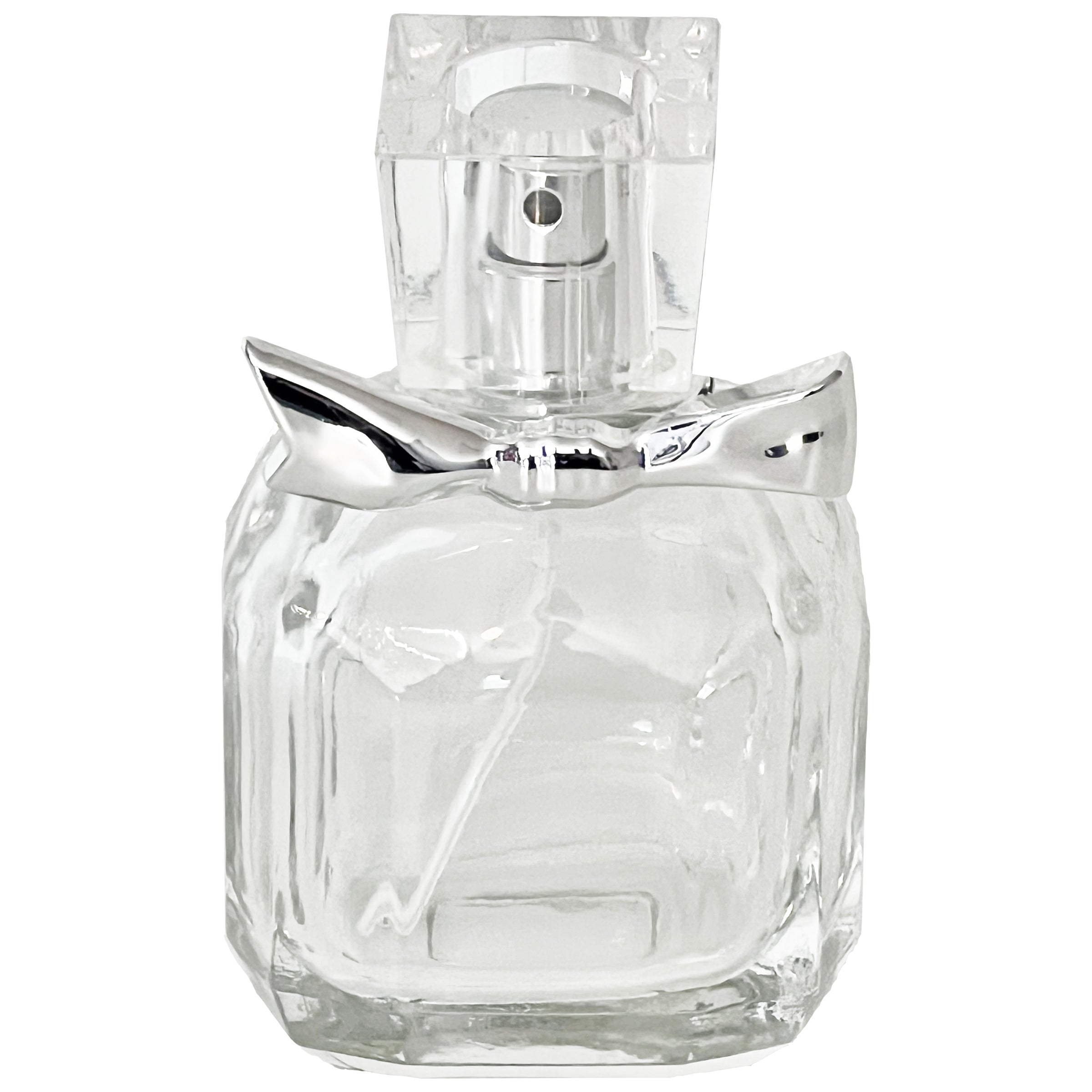 30ml 1oz silver bow tie lid beveled glass thick glass perfume spray bottles