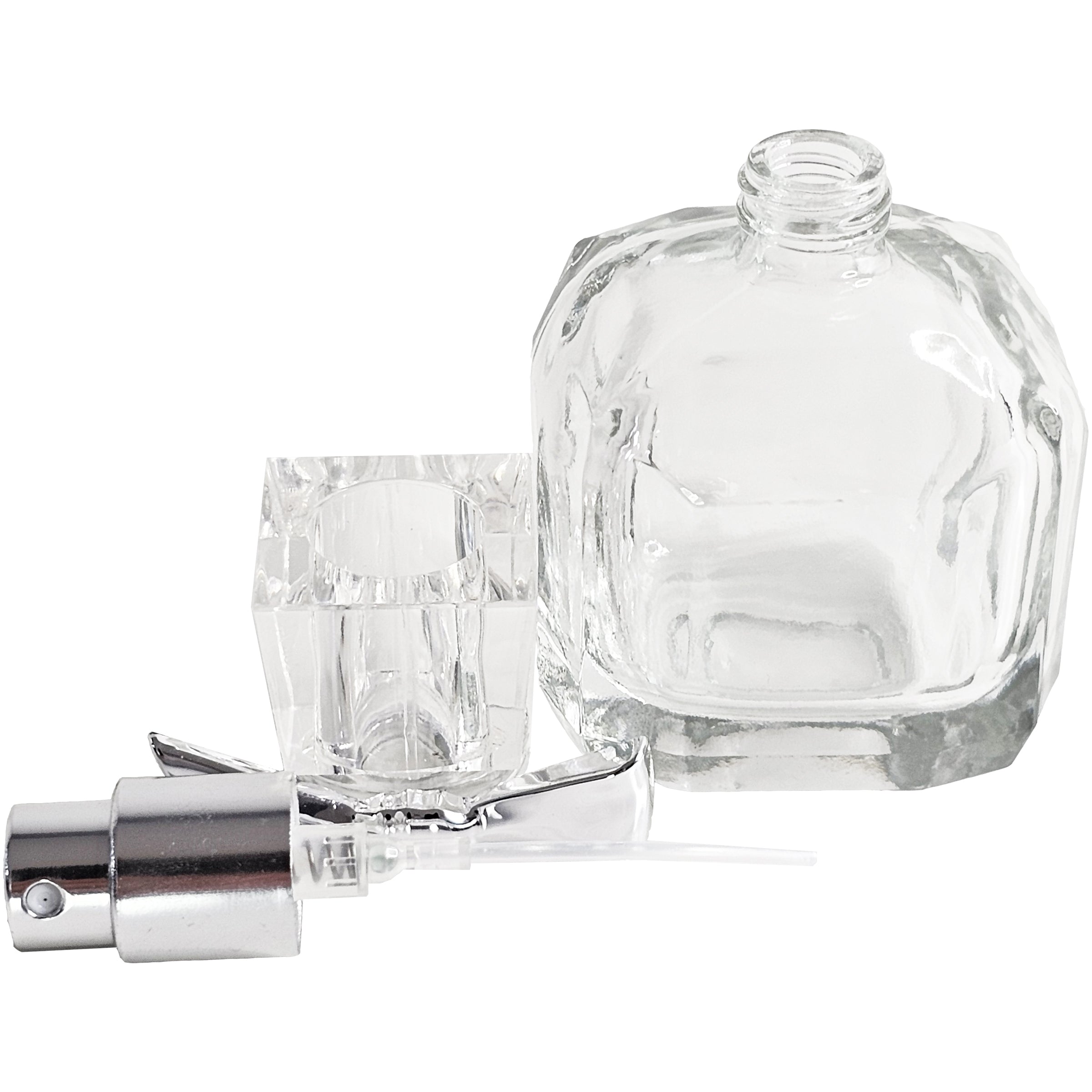 30ml 1oz silver bow tie lid beveled glass thick glass perfume spray bottles