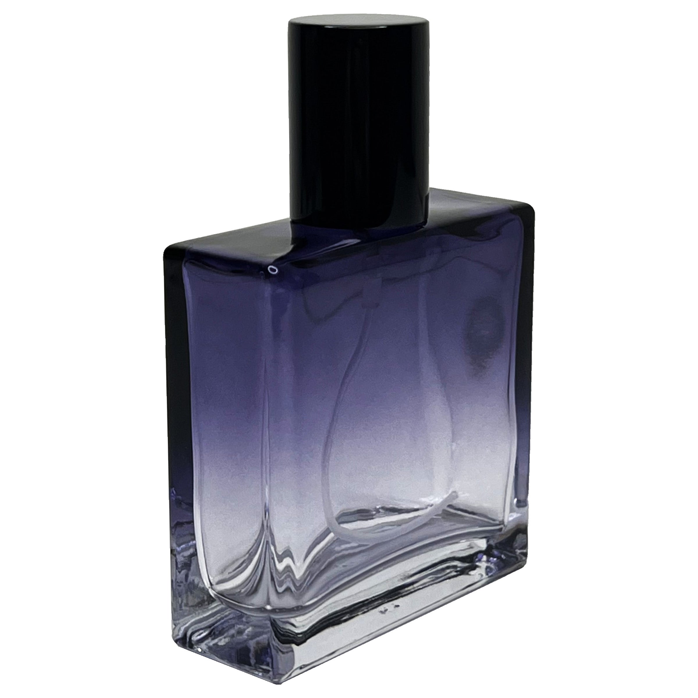 50ml 1.7 oz square clear gradient blue glass perfume spray bottles