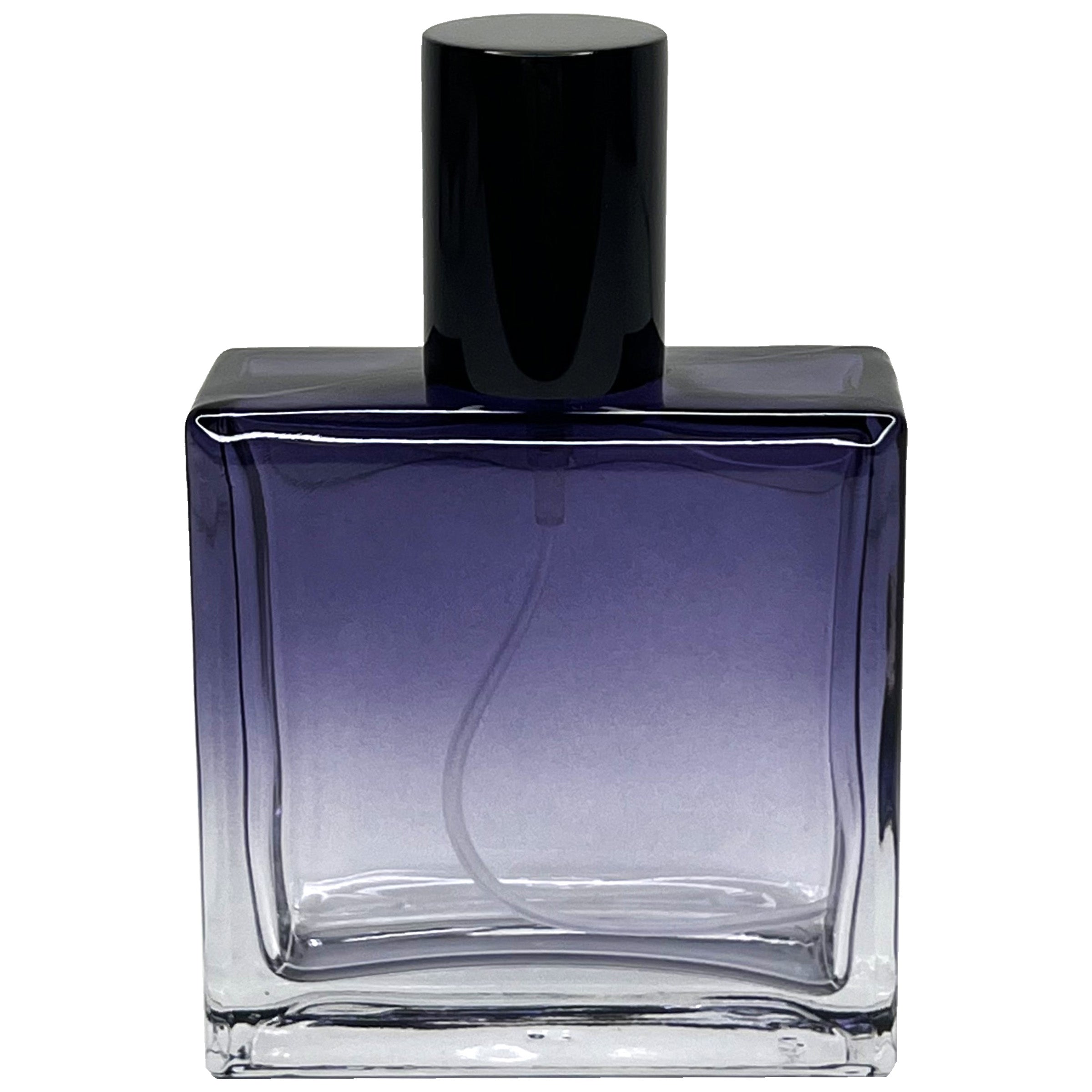 50ml 1.7 oz square clear gradient blue glass perfume spray bottles