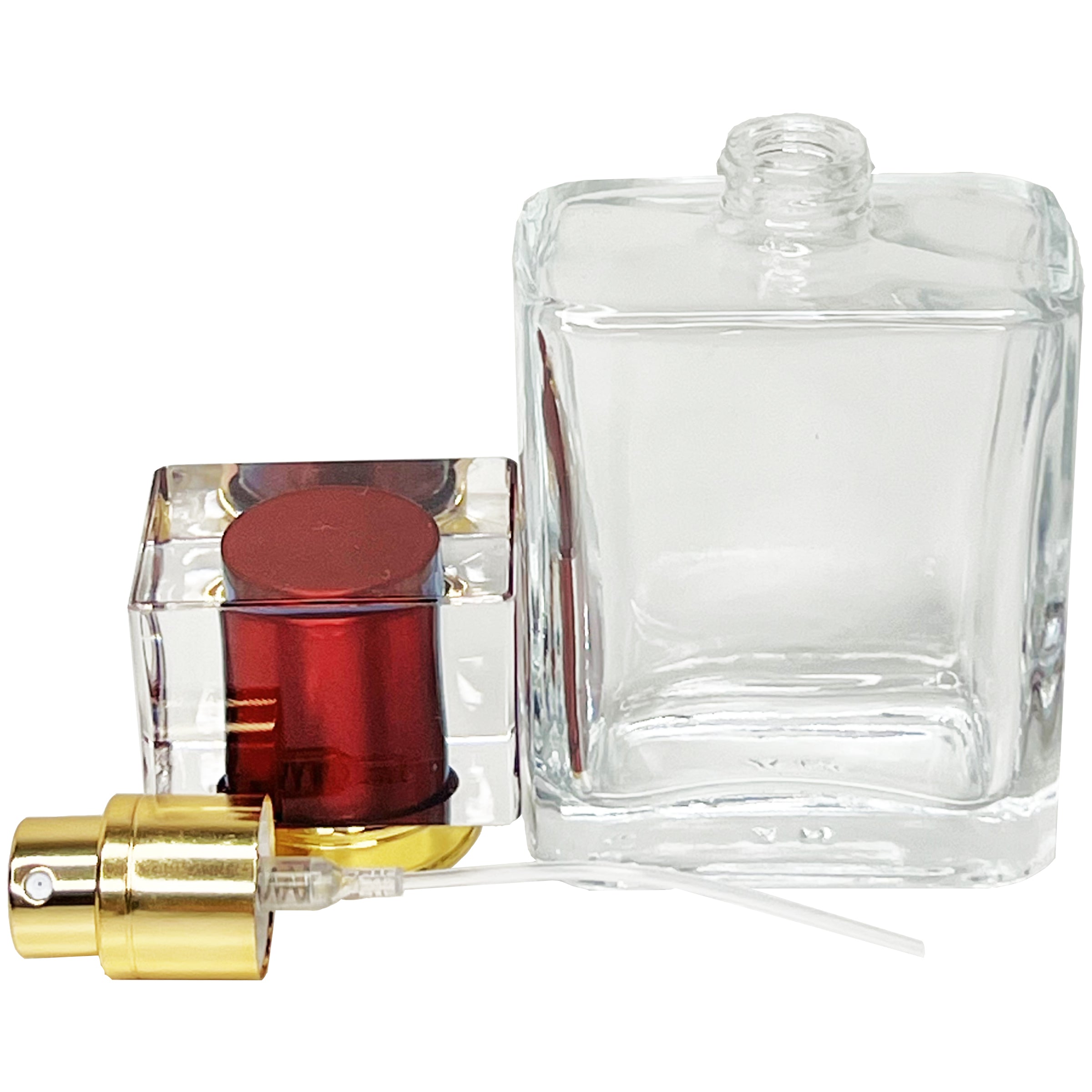 50ml 1.7oz clear square 6 colors perfume glass spray bottles