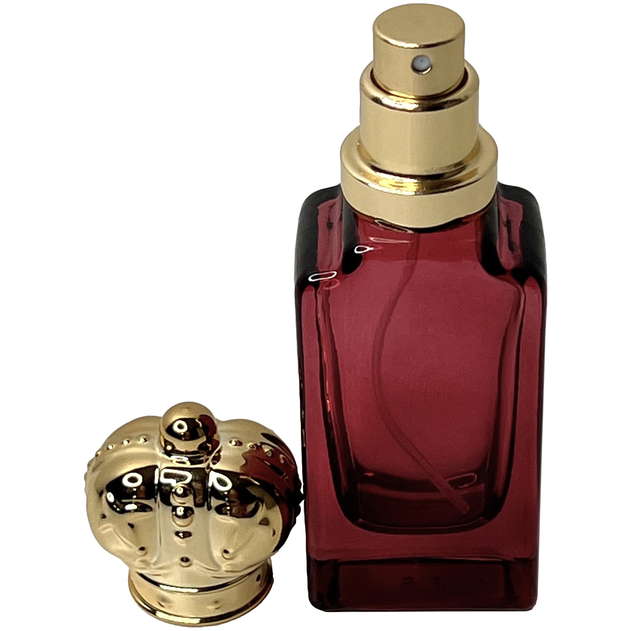 30ml 1oz golden crown lids colored glass perfume spray bottles