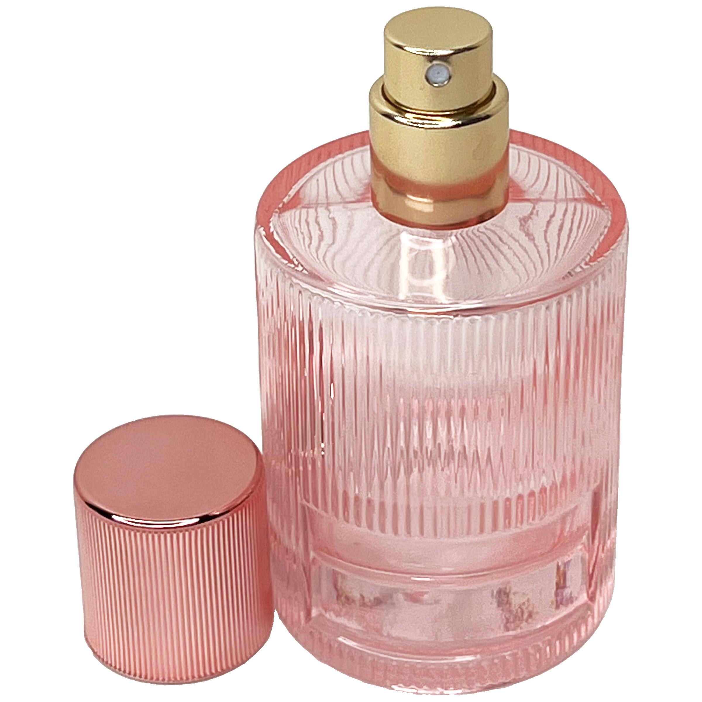 50ml 1.7oz colored striped cylinder matching uv lids glass perfume spray bottles