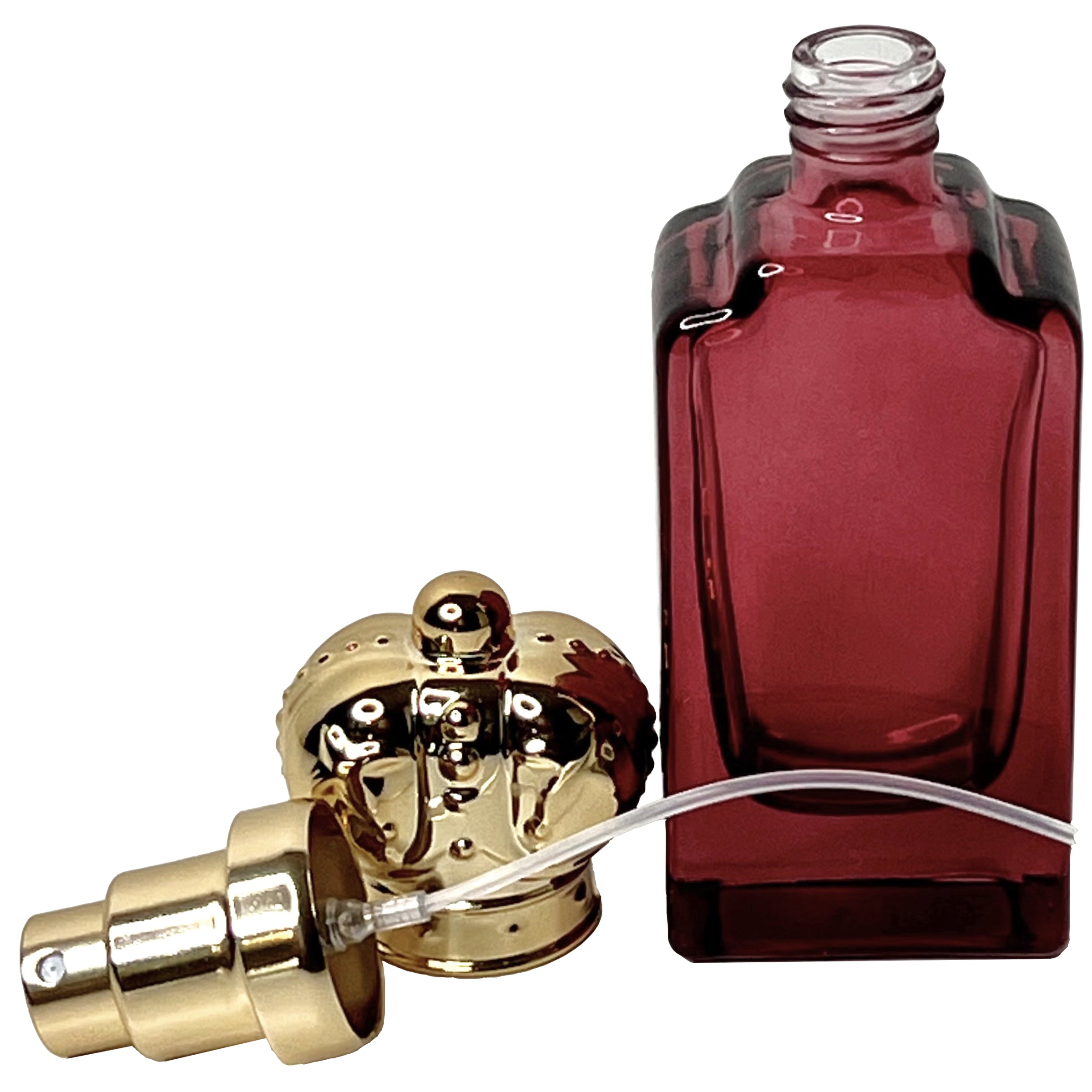 30ml 1oz golden crown lids colored glass perfume spray bottles