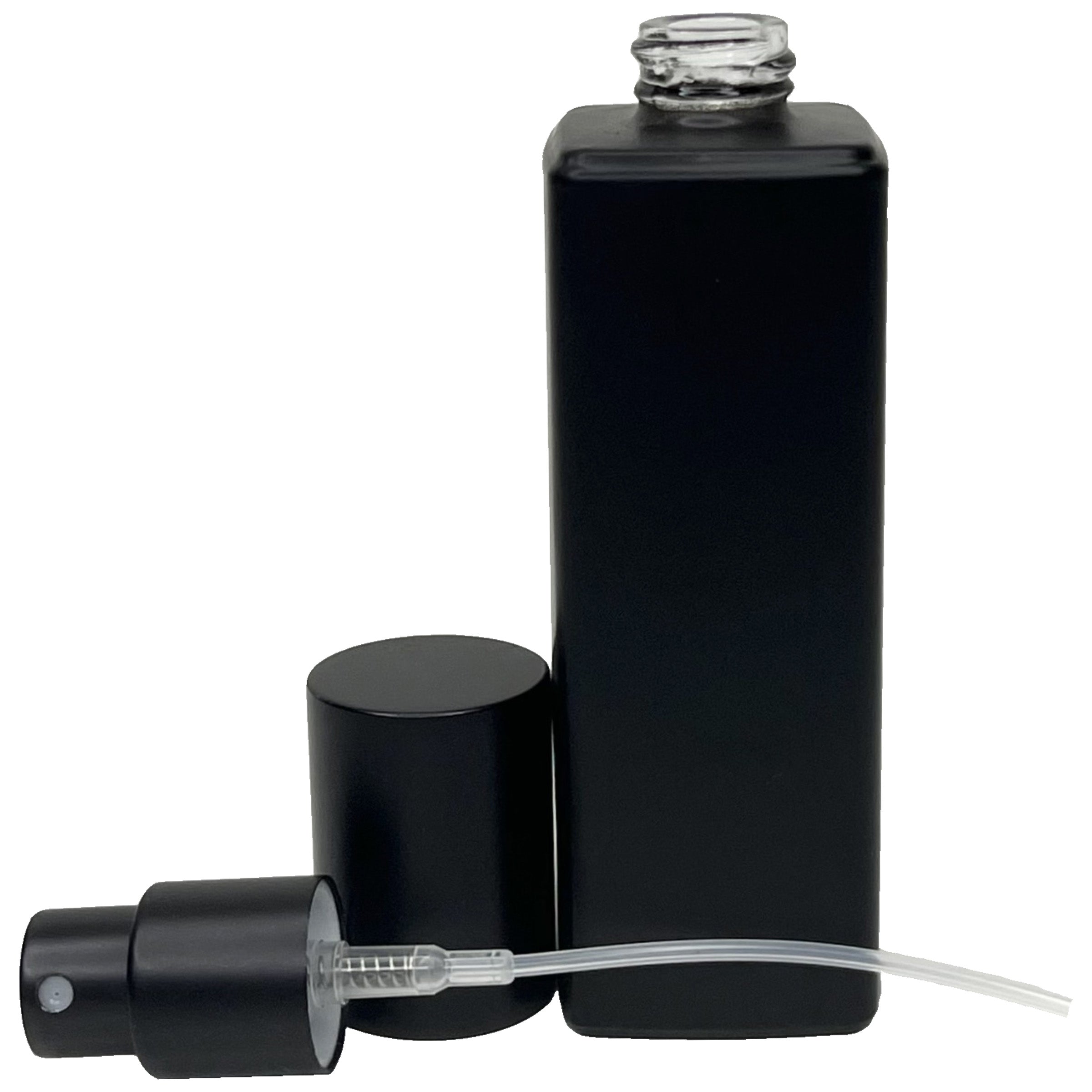 30ml 1oz all black matte thick glass tall square perfume spray bottles