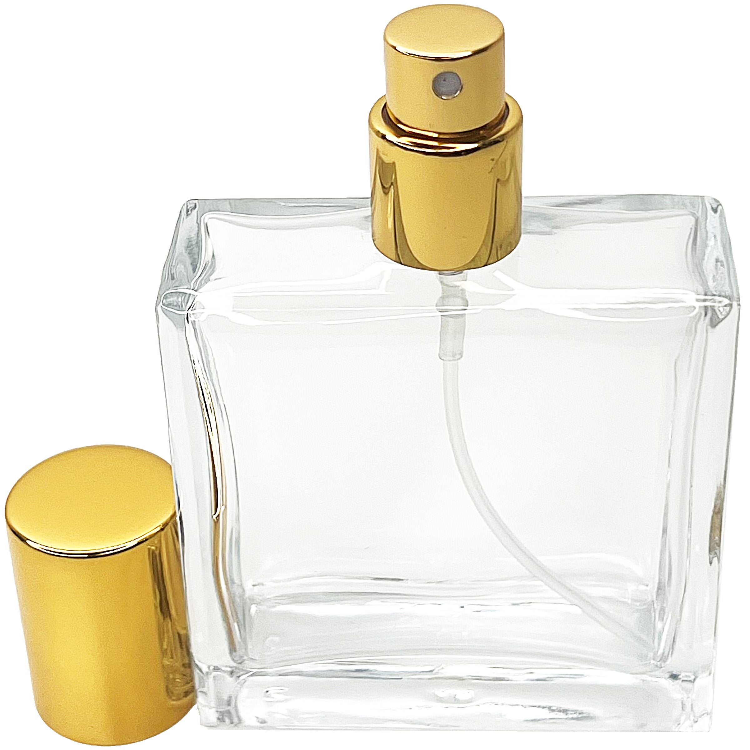 50ml 1.7oz square clear glass perfume spray bottles