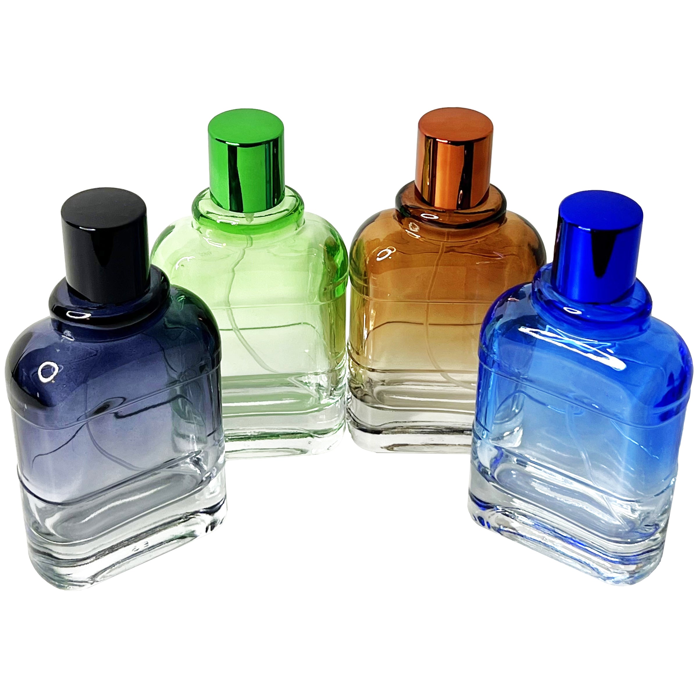 100ml 3.4oz clear gradient colored glass spray bottles