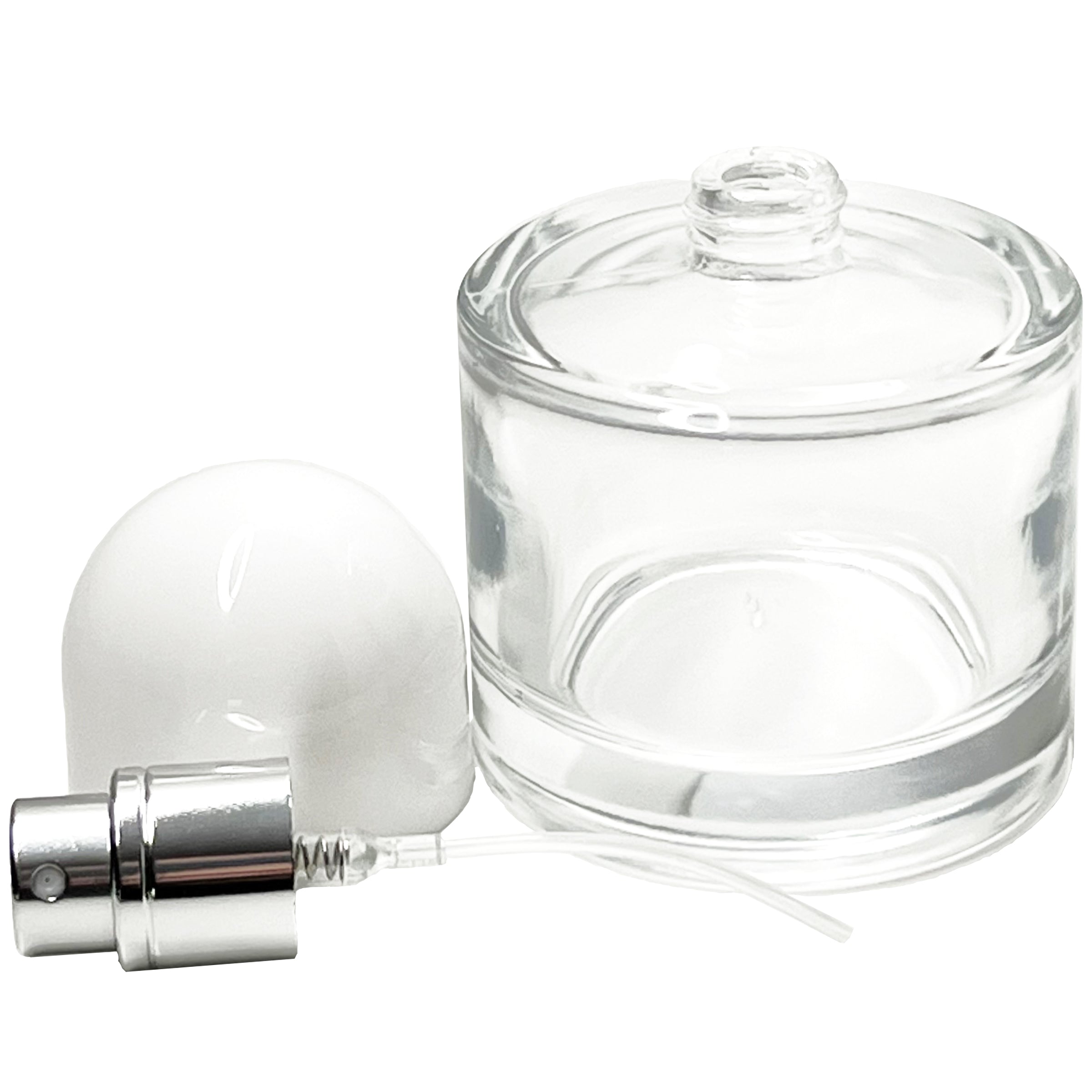 50ml 1.7oz Round White Half Cap Fancy Thick Glass Spray Bottles