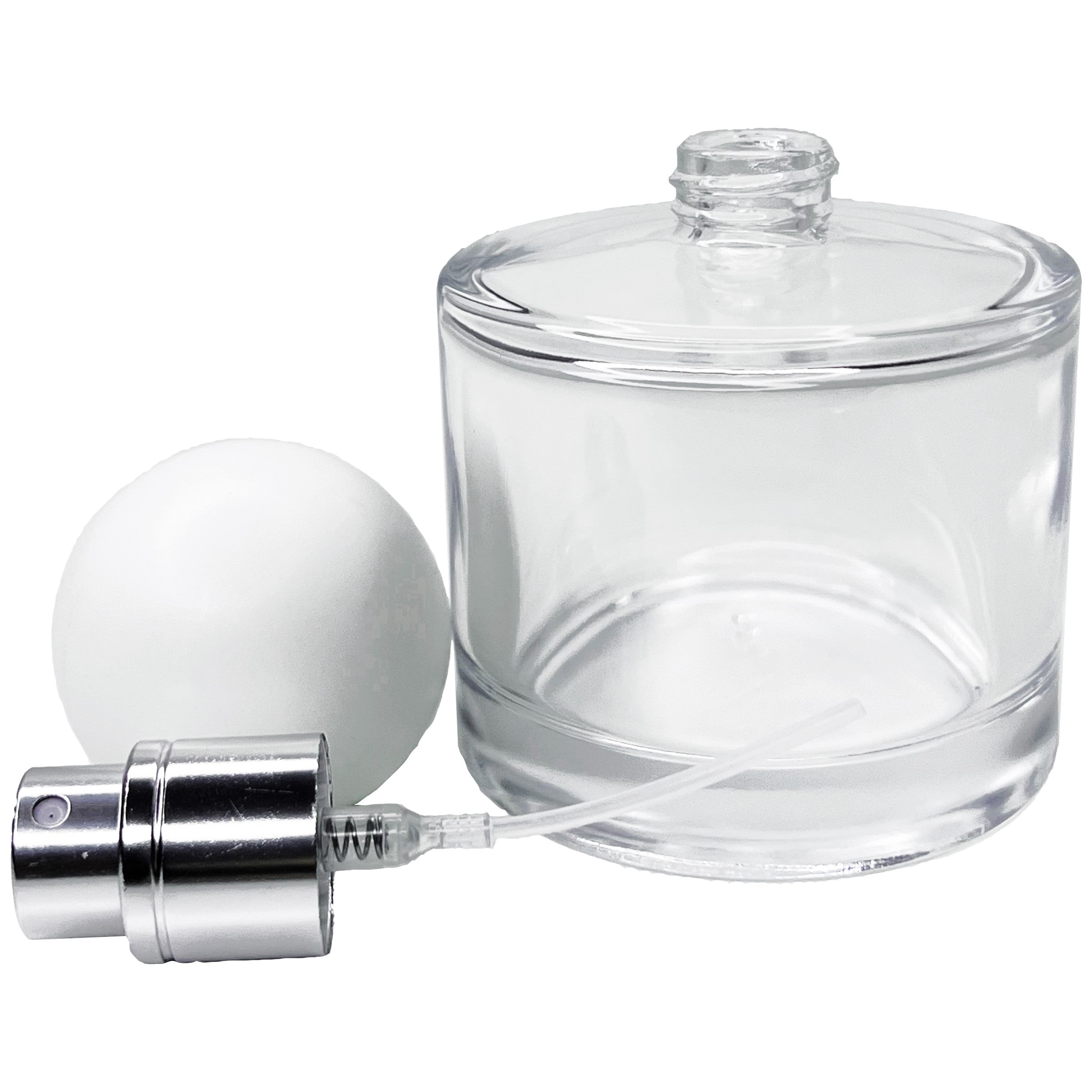 50ml 1.7oz Round thick glass spray bottles white ball cap
