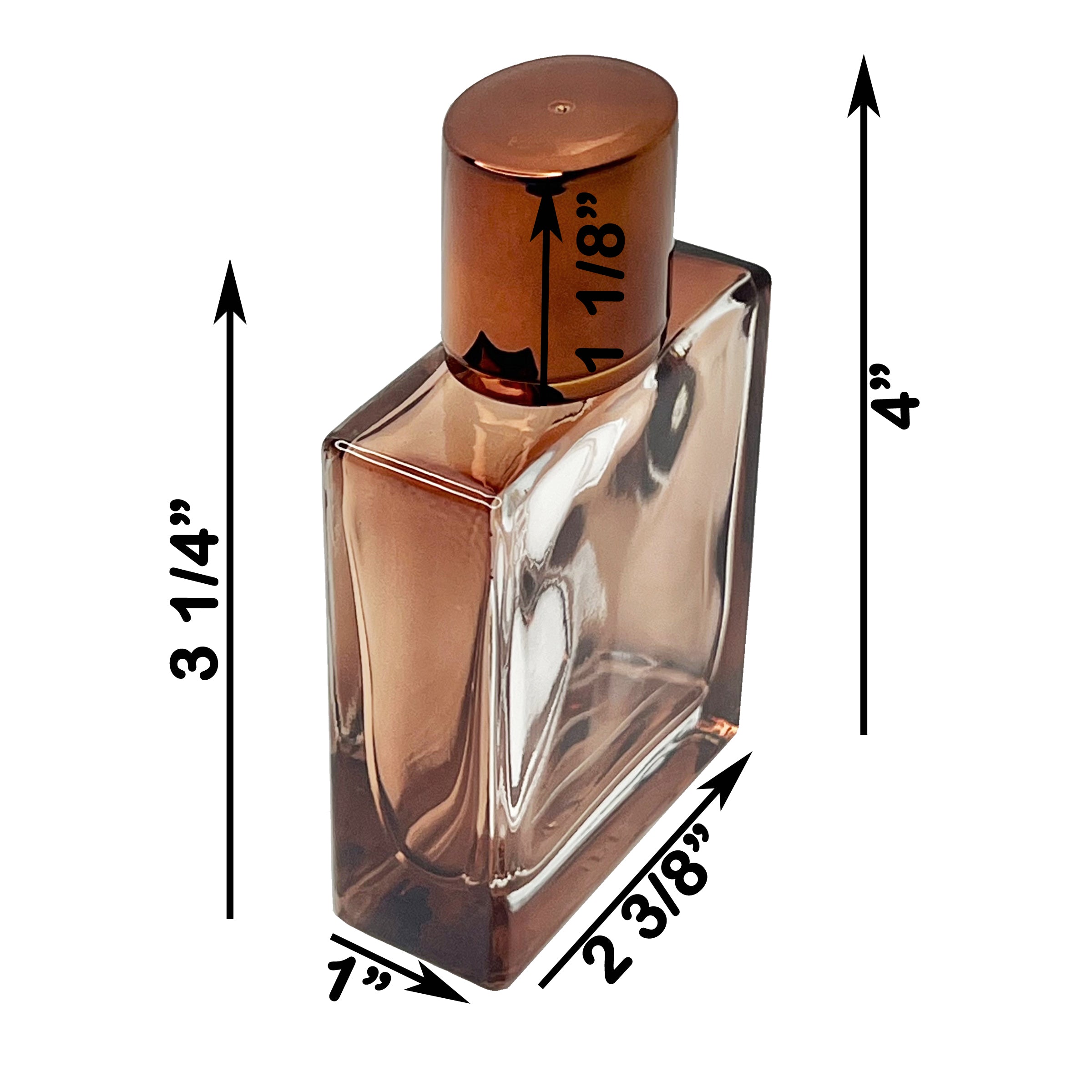 50ml 1.7oz tinted amber clear square perfume spray bottles