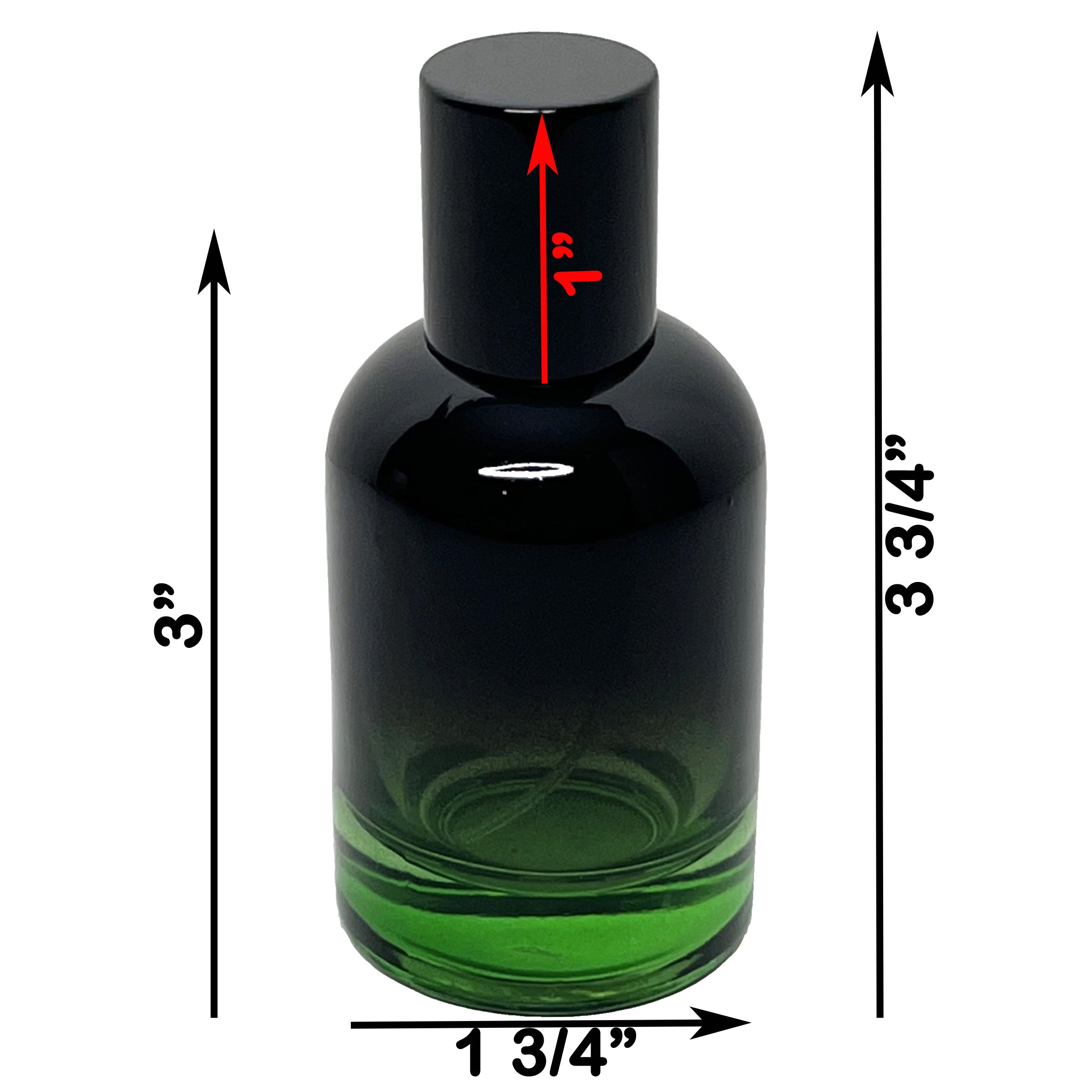 50ml 1.7oz Boston Round 6 colors Gradient Black perfume spray bottles