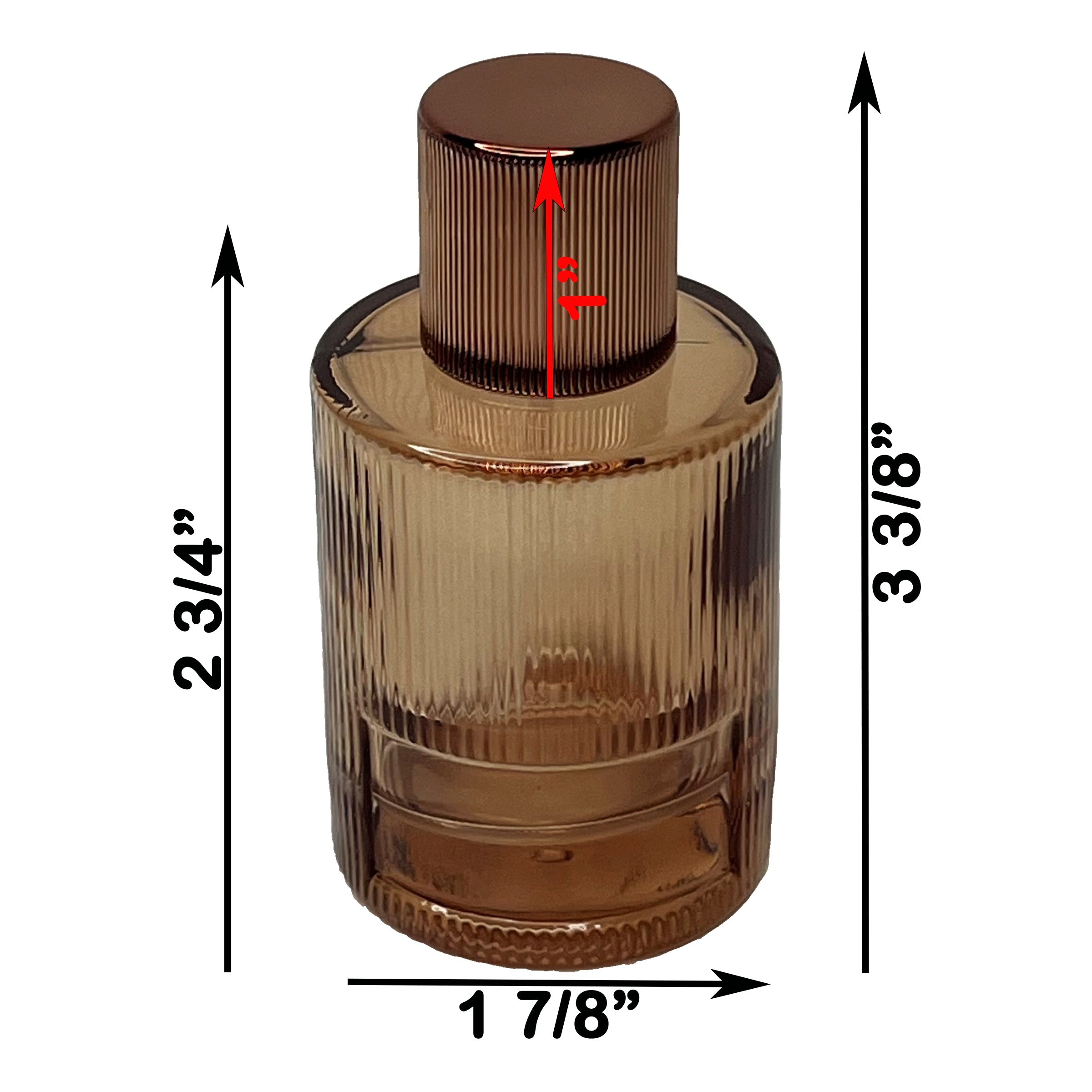 50ml 1.7oz colored striped cylinder matching uv lids glass perfume spray bottles