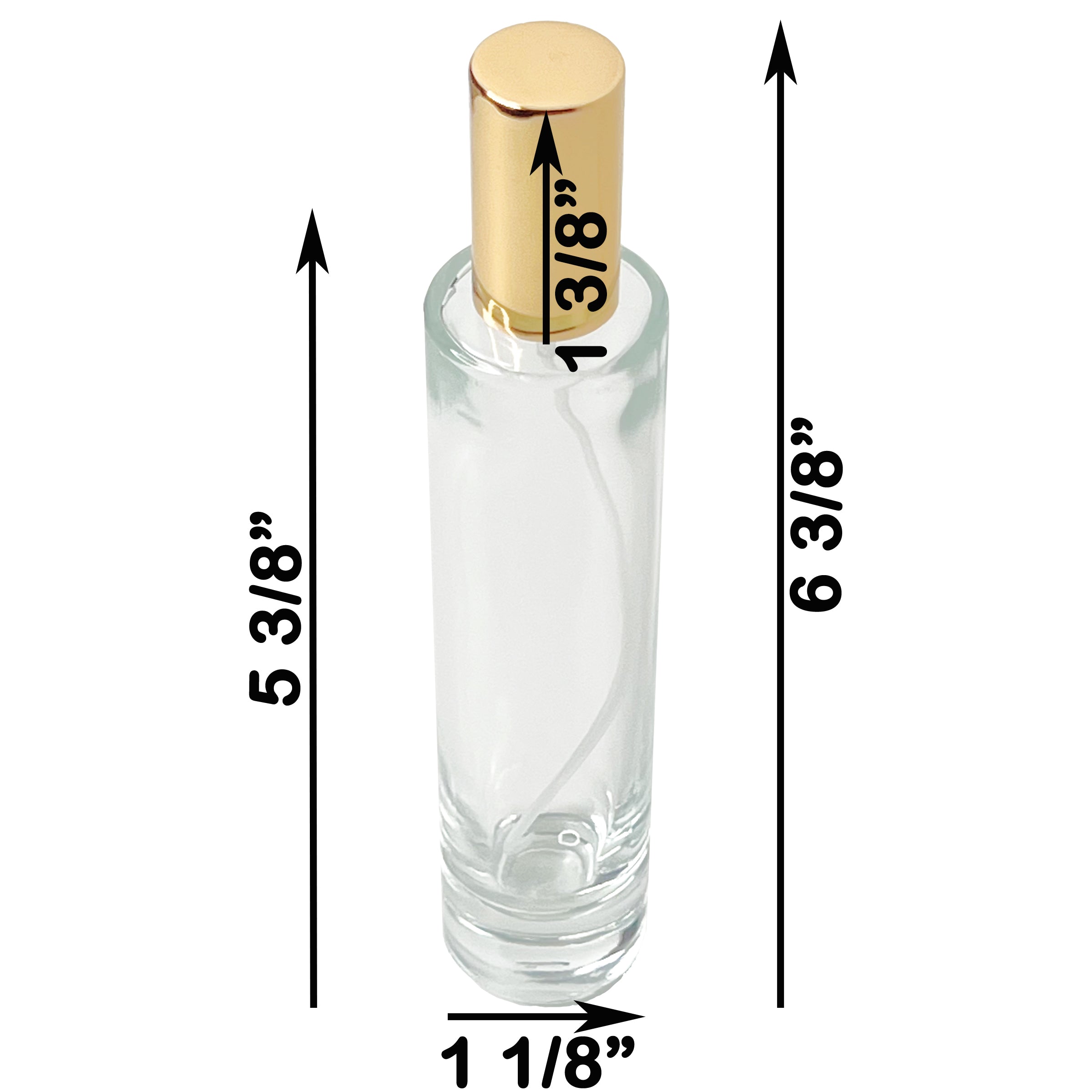 50ml 1.7oz thick tall cylinder glass perfume spray bottles