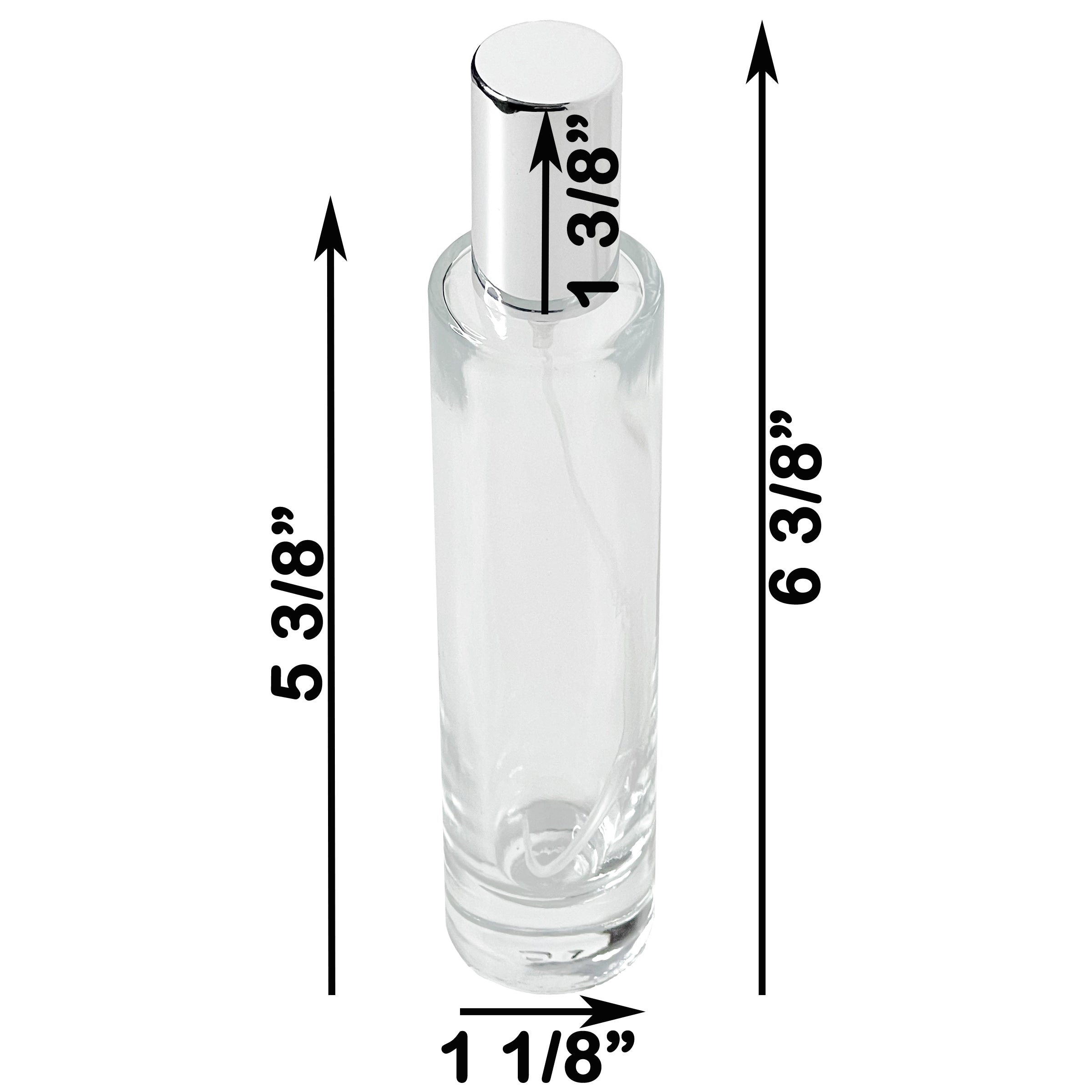 50ml 1.7oz thick tall cylinder glass perfume spray bottles