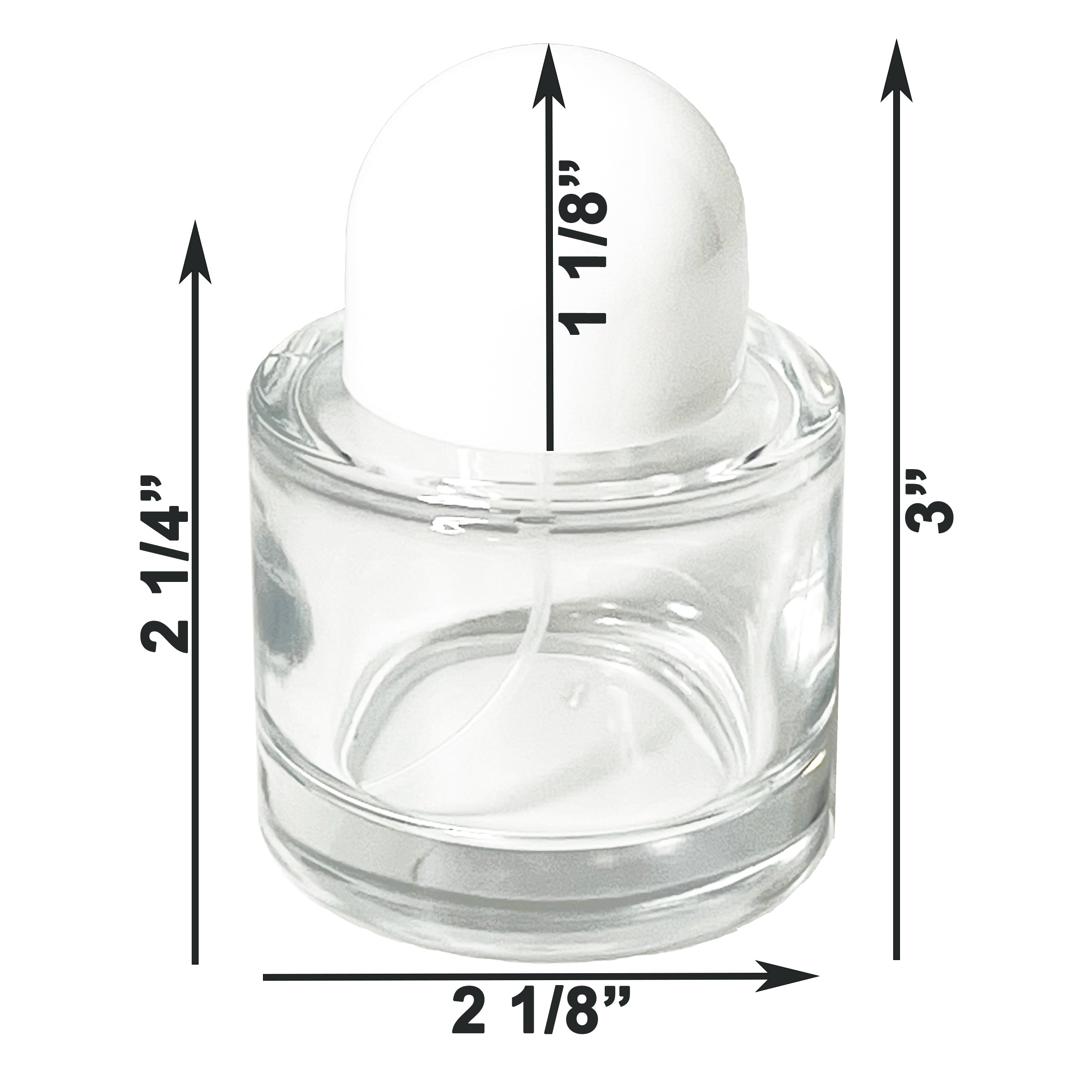 50ml 1.7oz Round White Half Cap Fancy Thick Glass Spray Bottles