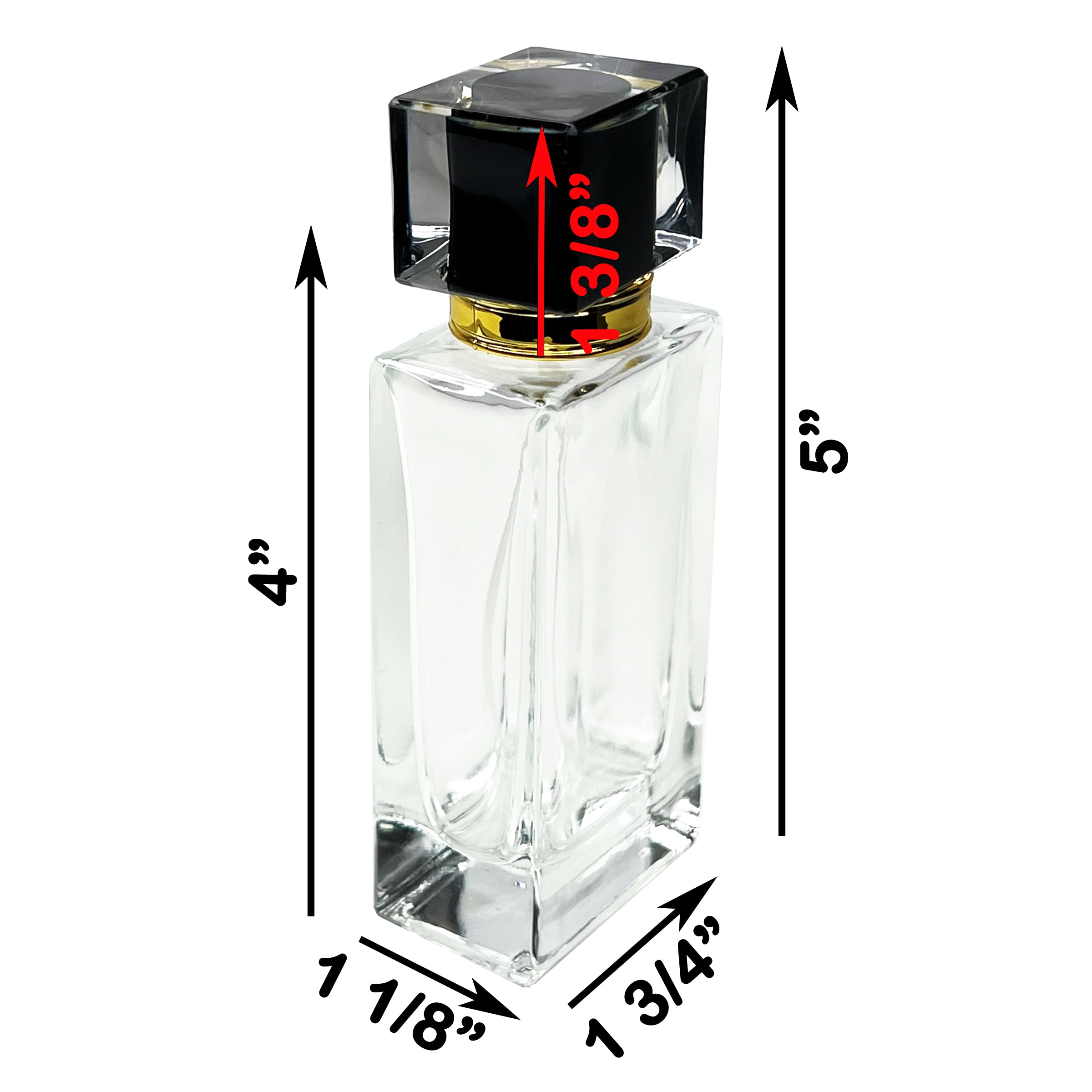 50ml 1.7oz 4 colors thick heavy rectangle clear perfume spray bottles