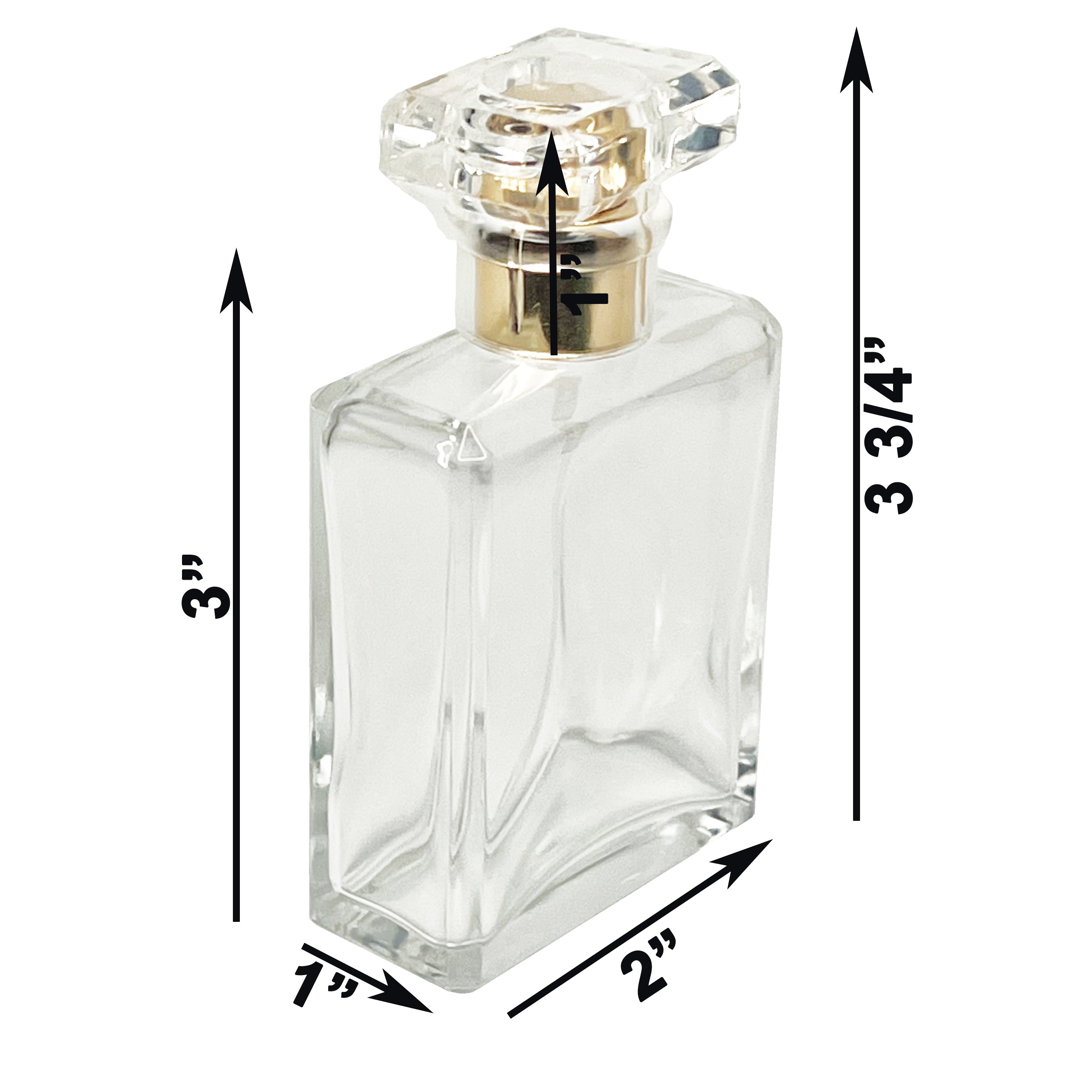 50ml 1.7oz square clear T-cap perfume spray bottles