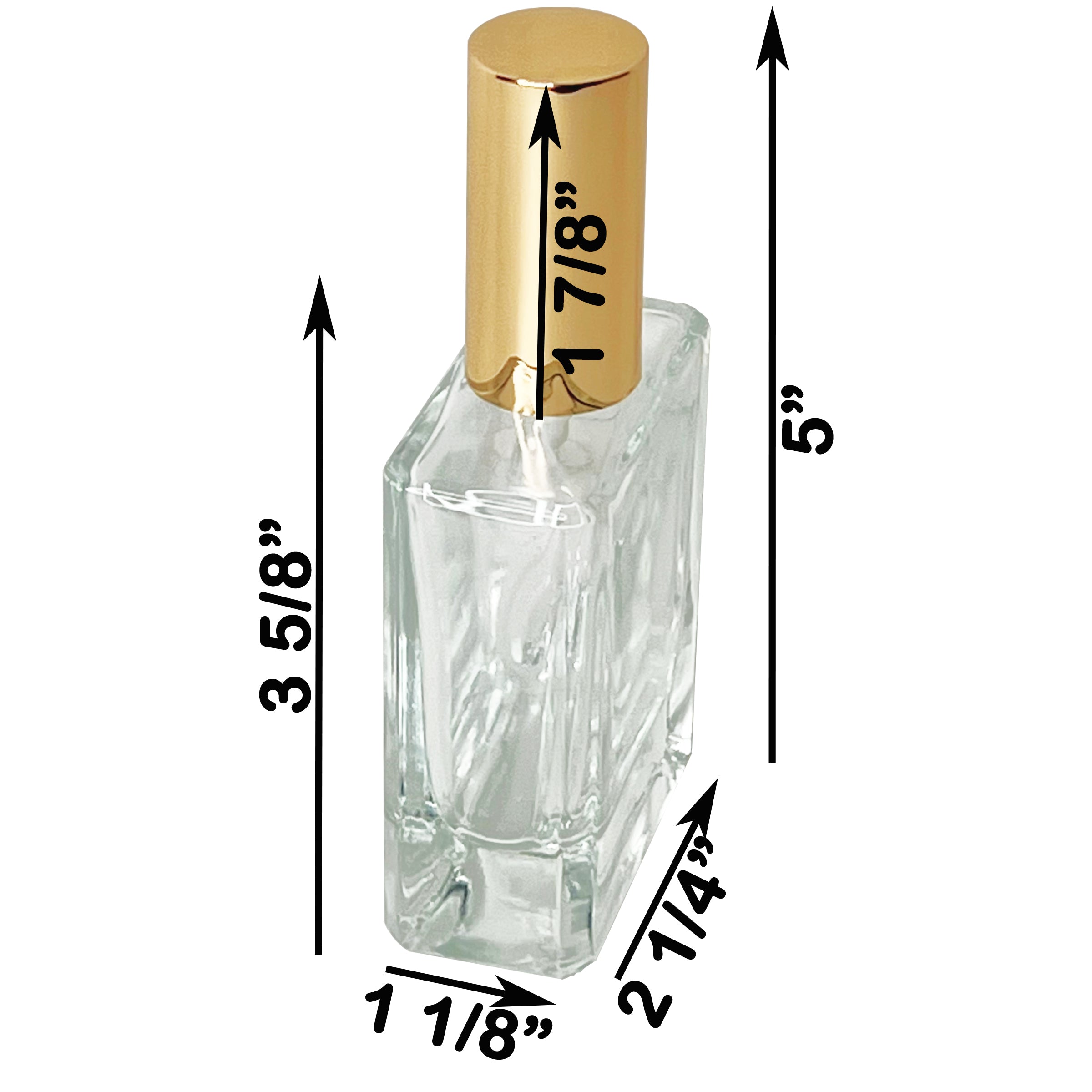 50ml 1.7oz heavy square spray bottle 18mm gold sprayers