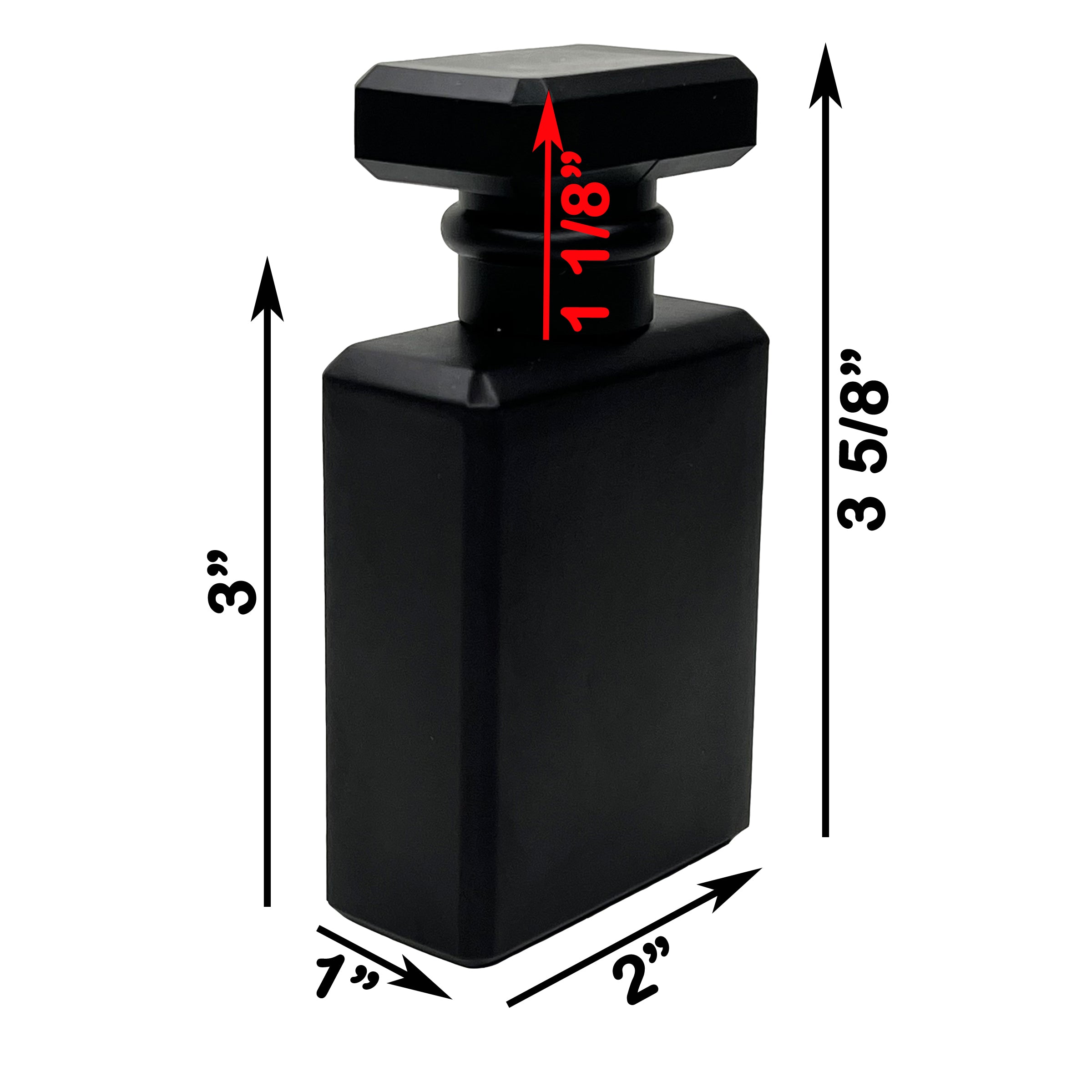 50ml 1.7oz matte all black glass perfume bottles
