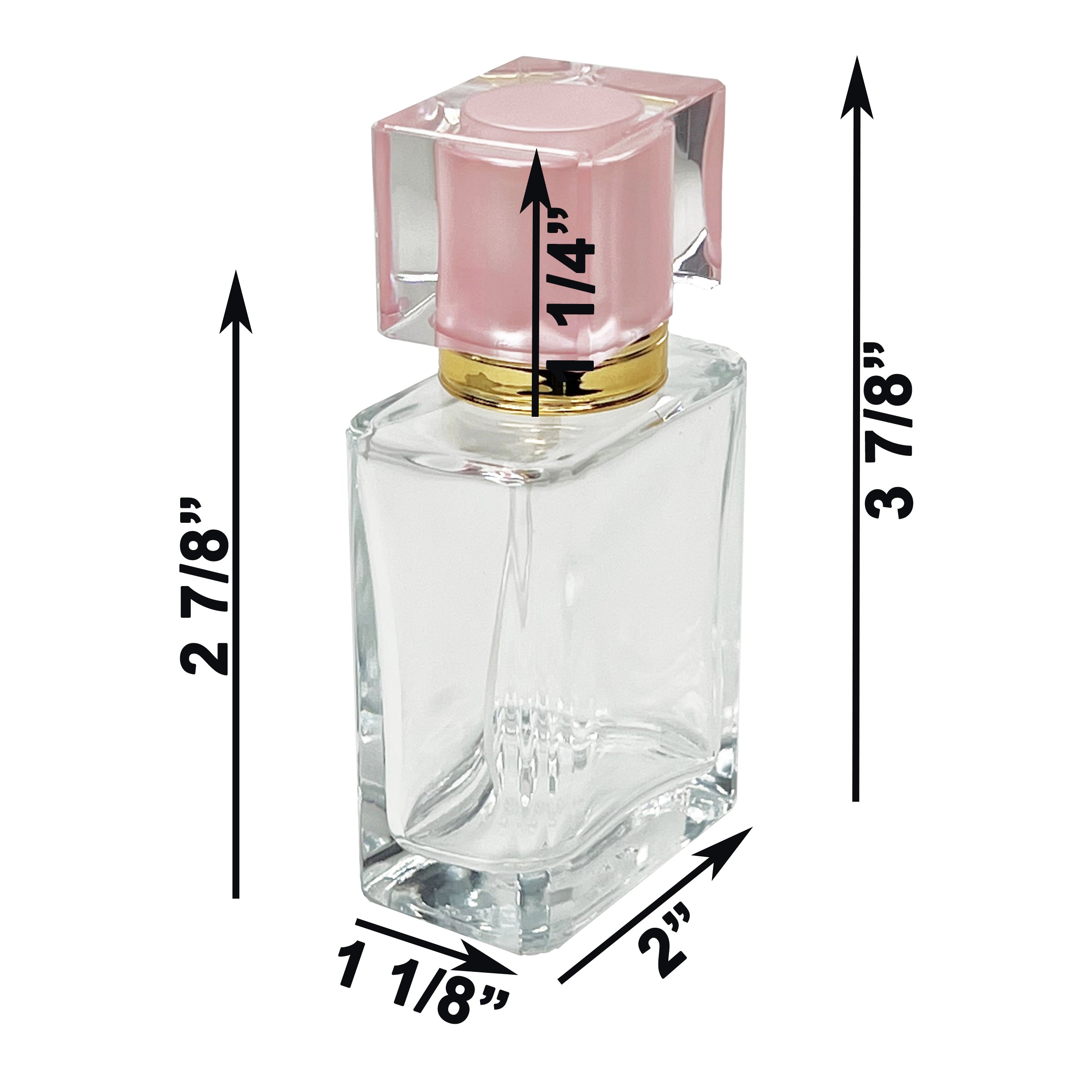 50ml 1.7oz clear square 6 colors perfume glass spray bottles