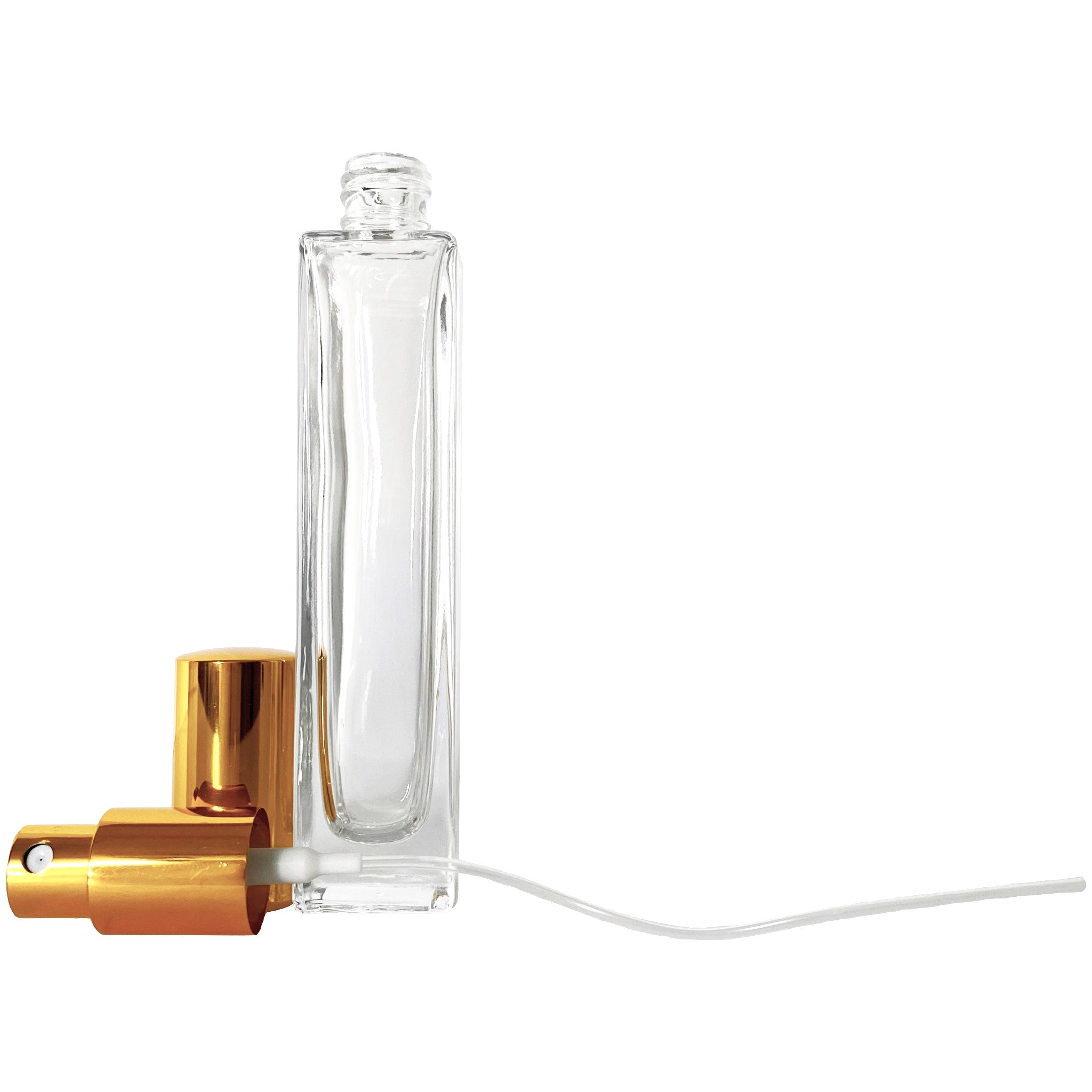 50ml 1.7oz Perfume Thick Glass Tall Spray Bottles Gold Atomizers