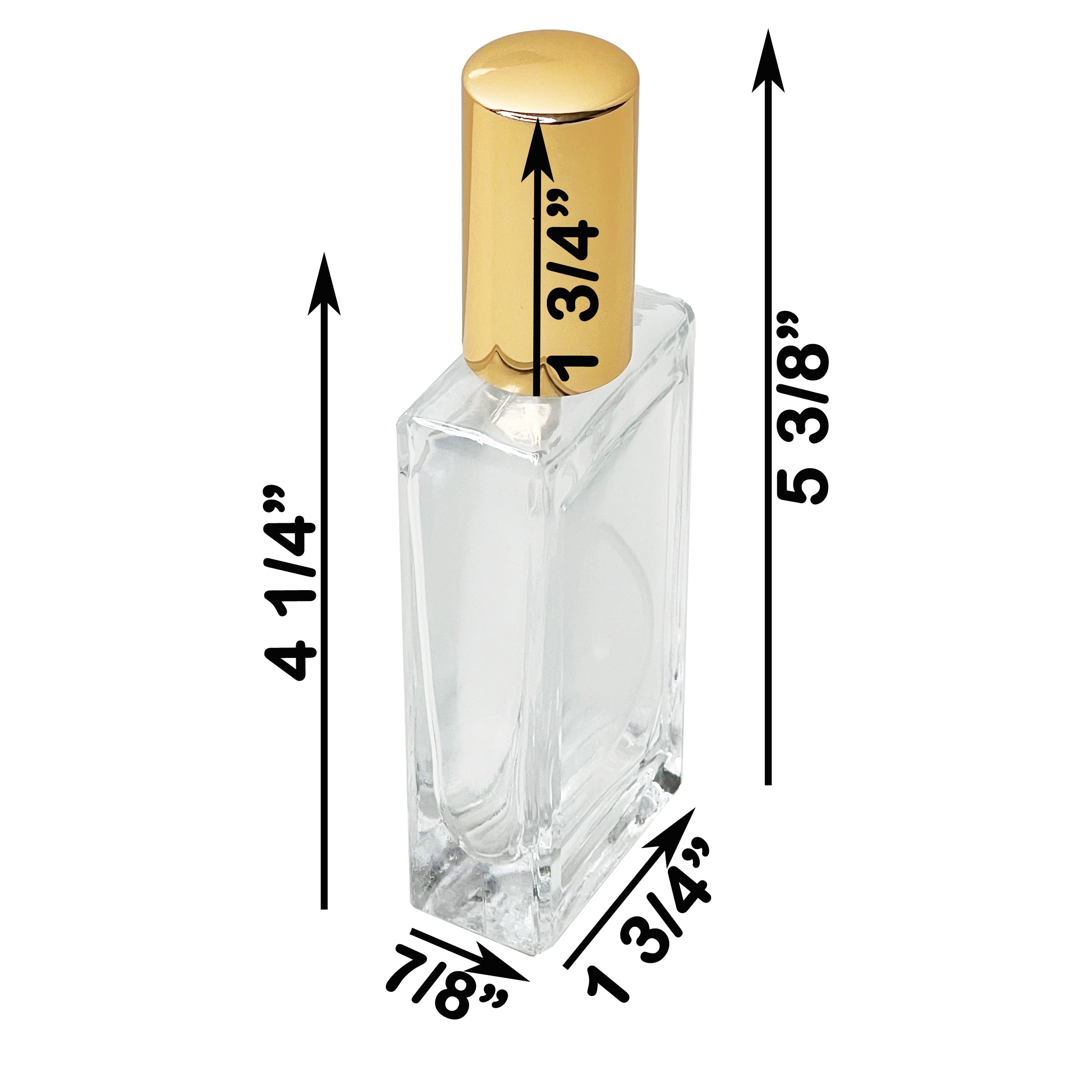 50ml 1.7oz thick glass rectangle perfume bottles 18mm gold sprayers