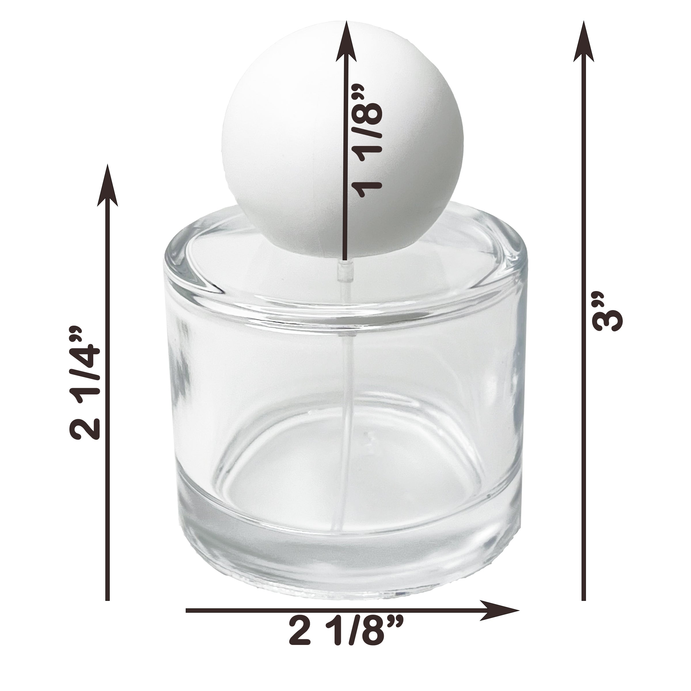 50ml 1.7oz Round thick glass spray bottles white ball cap