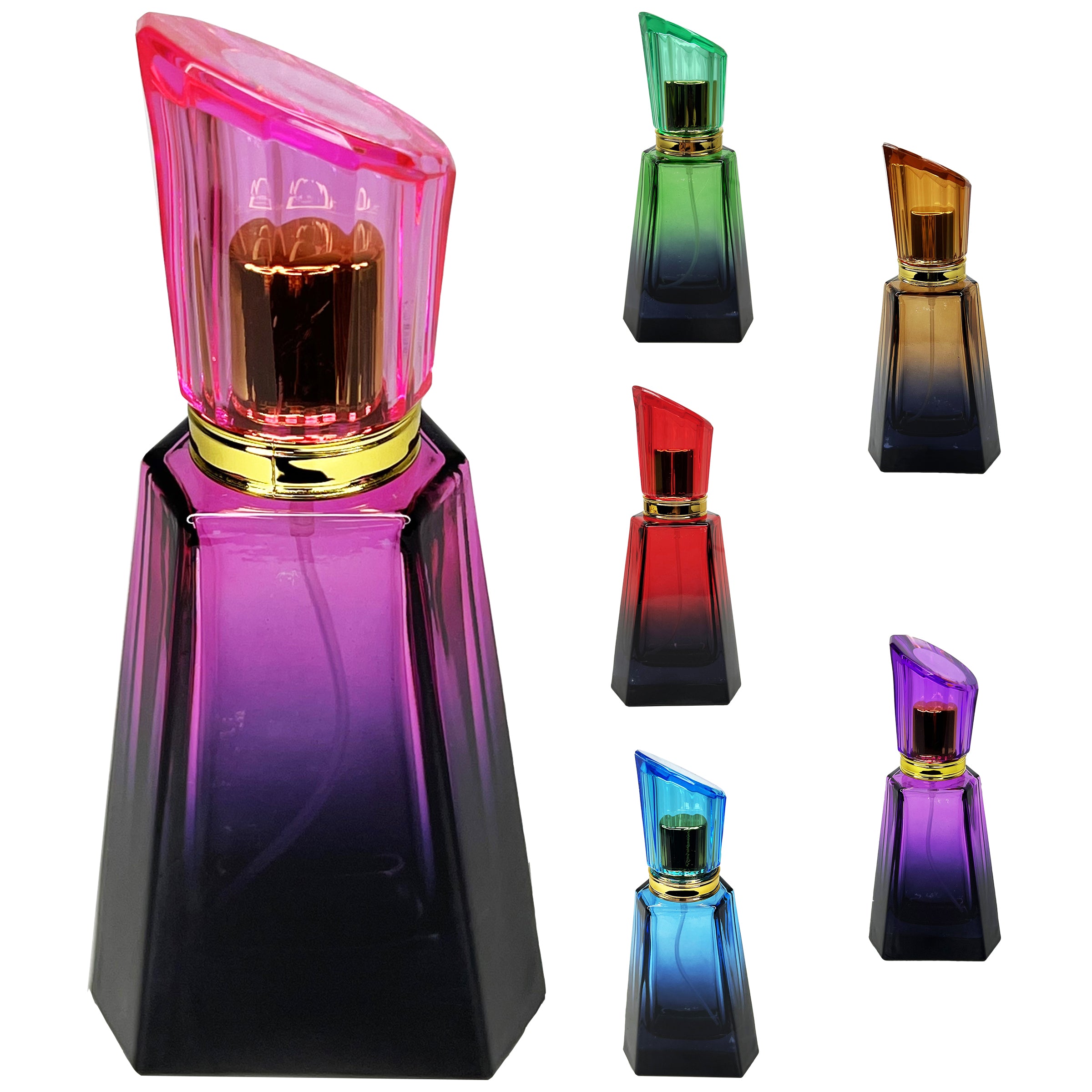 50ml 1.7oz 6 colors burj gradient black glass perfume bottles