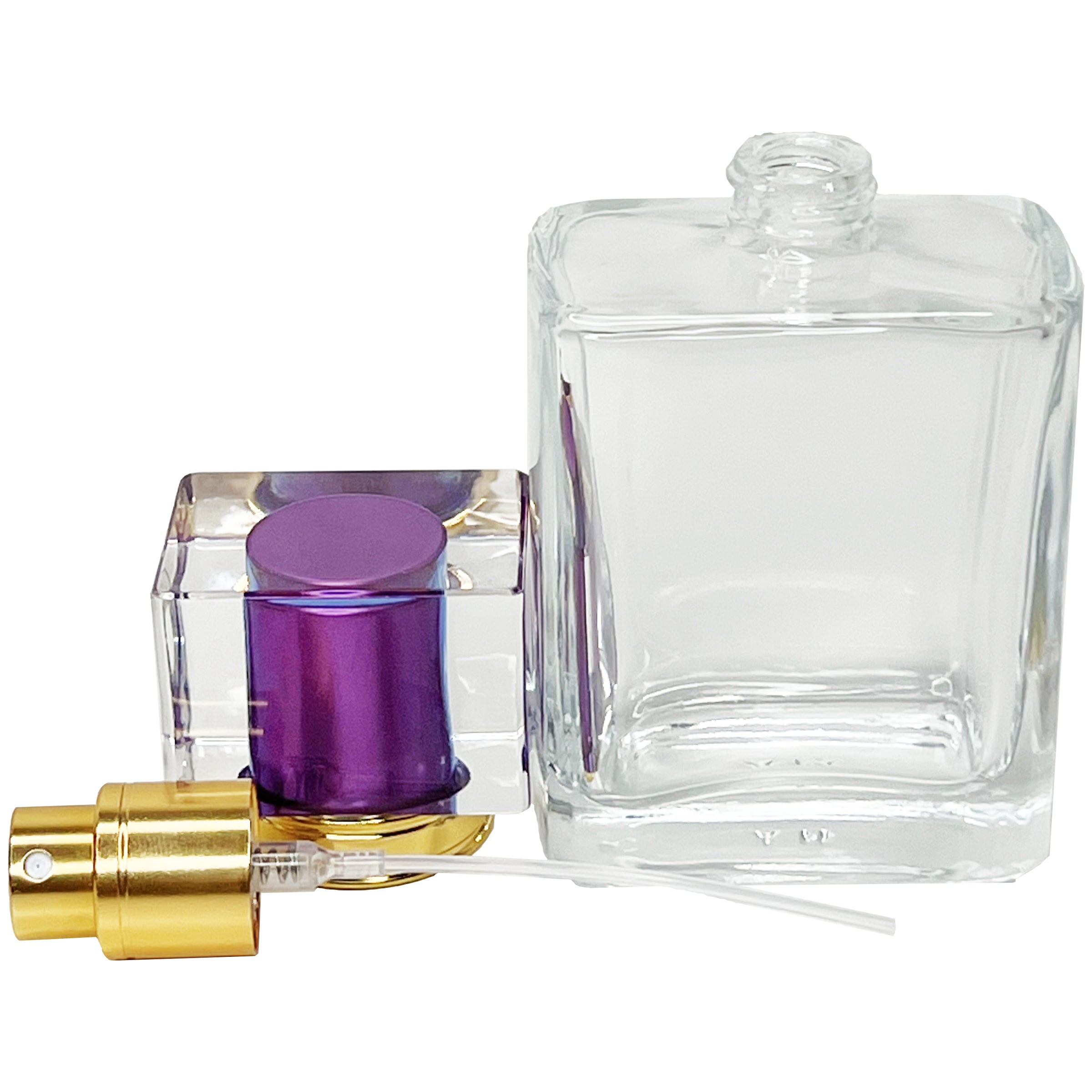 50ml 1.7oz clear square 6 colors perfume glass spray bottles