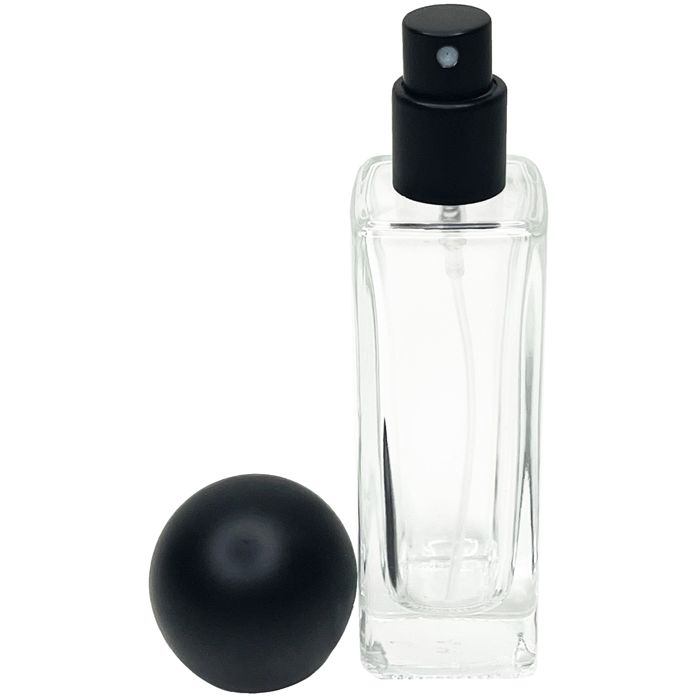 30ml 1oz perfume spray bottles thick tall square clear glass ball lids