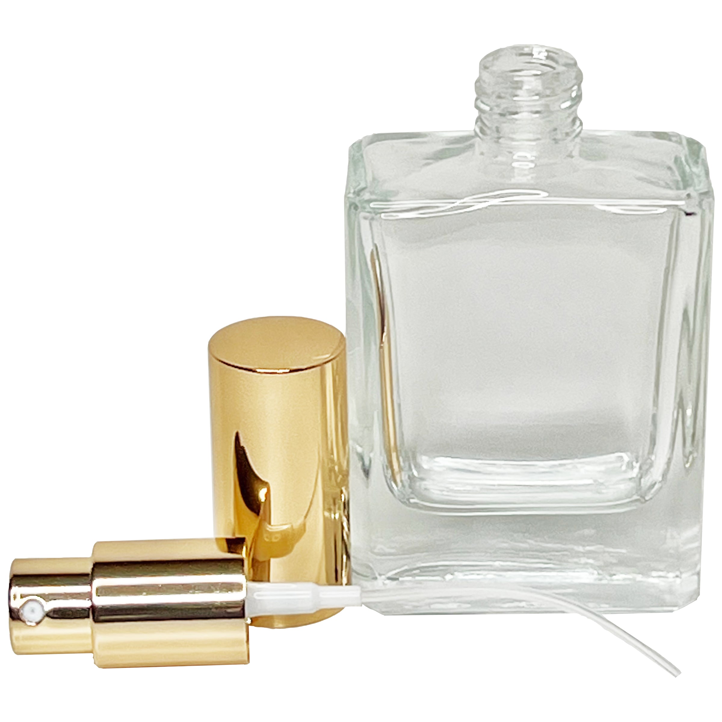 50ml 1.7oz heavy square spray bottle 18mm gold sprayers