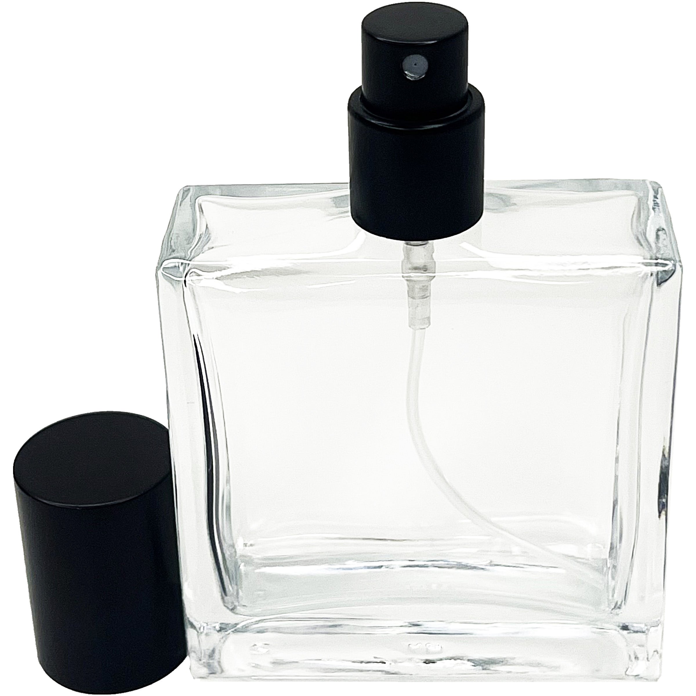 50ml 1.7oz square clear glass perfume spray bottles