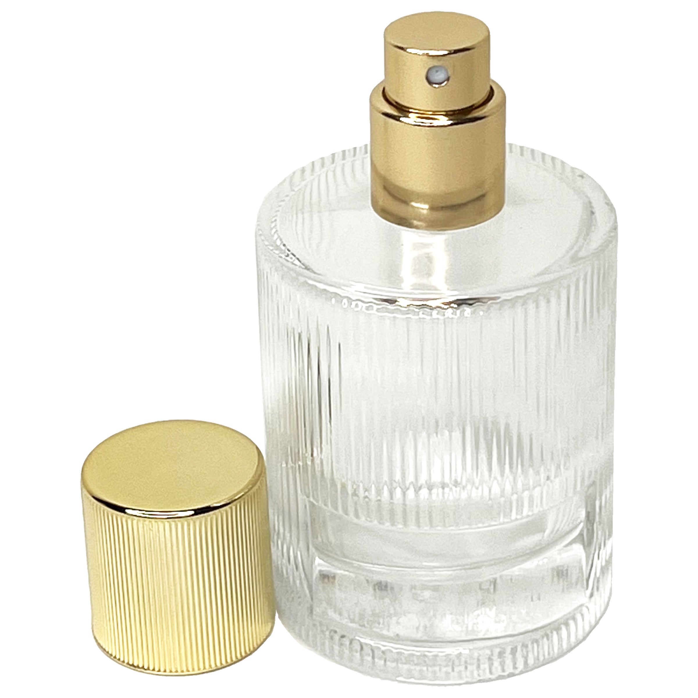 50ml 1.7oz colored striped cylinder matching uv lids glass perfume spray bottles