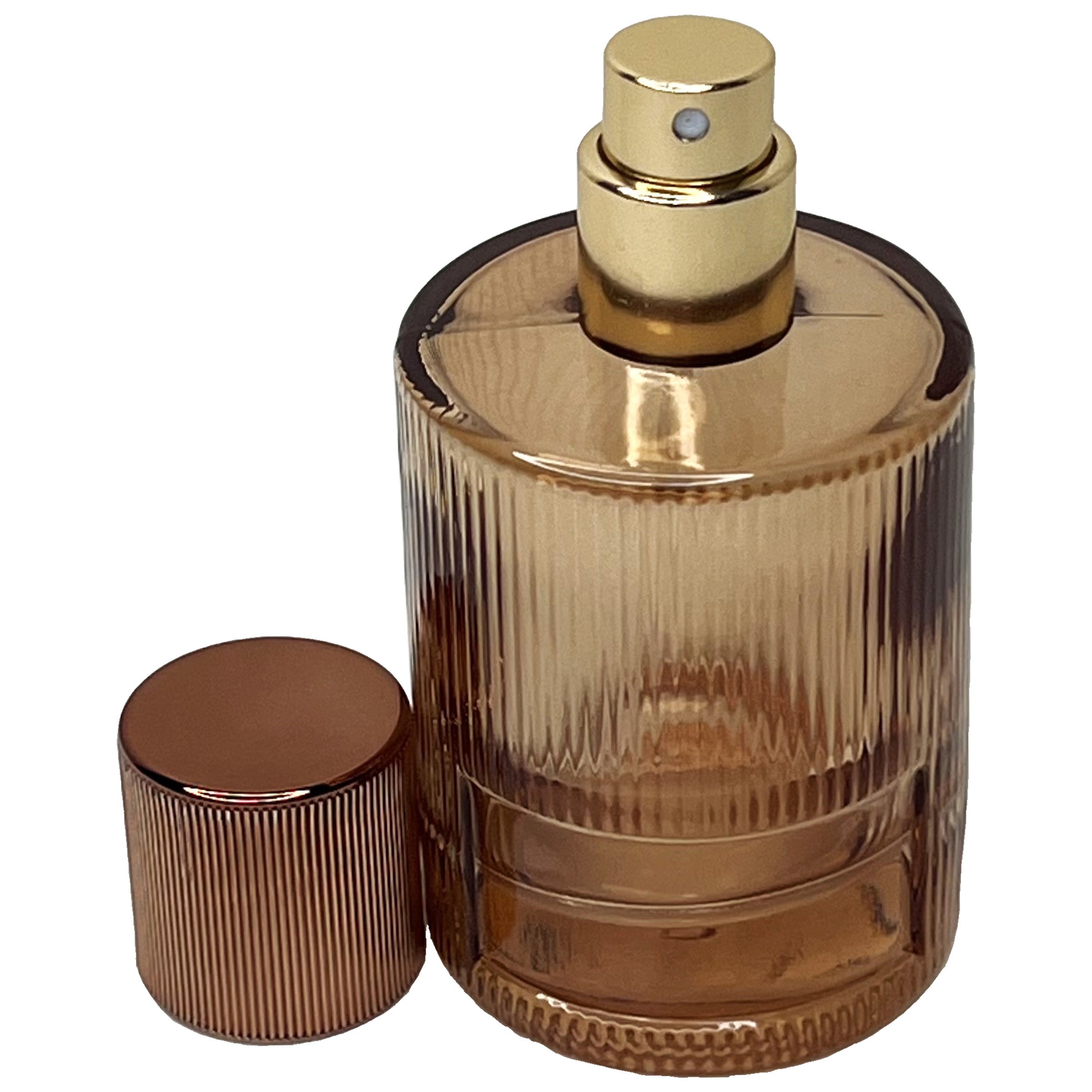 50ml 1.7oz colored striped cylinder matching uv lids glass perfume spray bottles