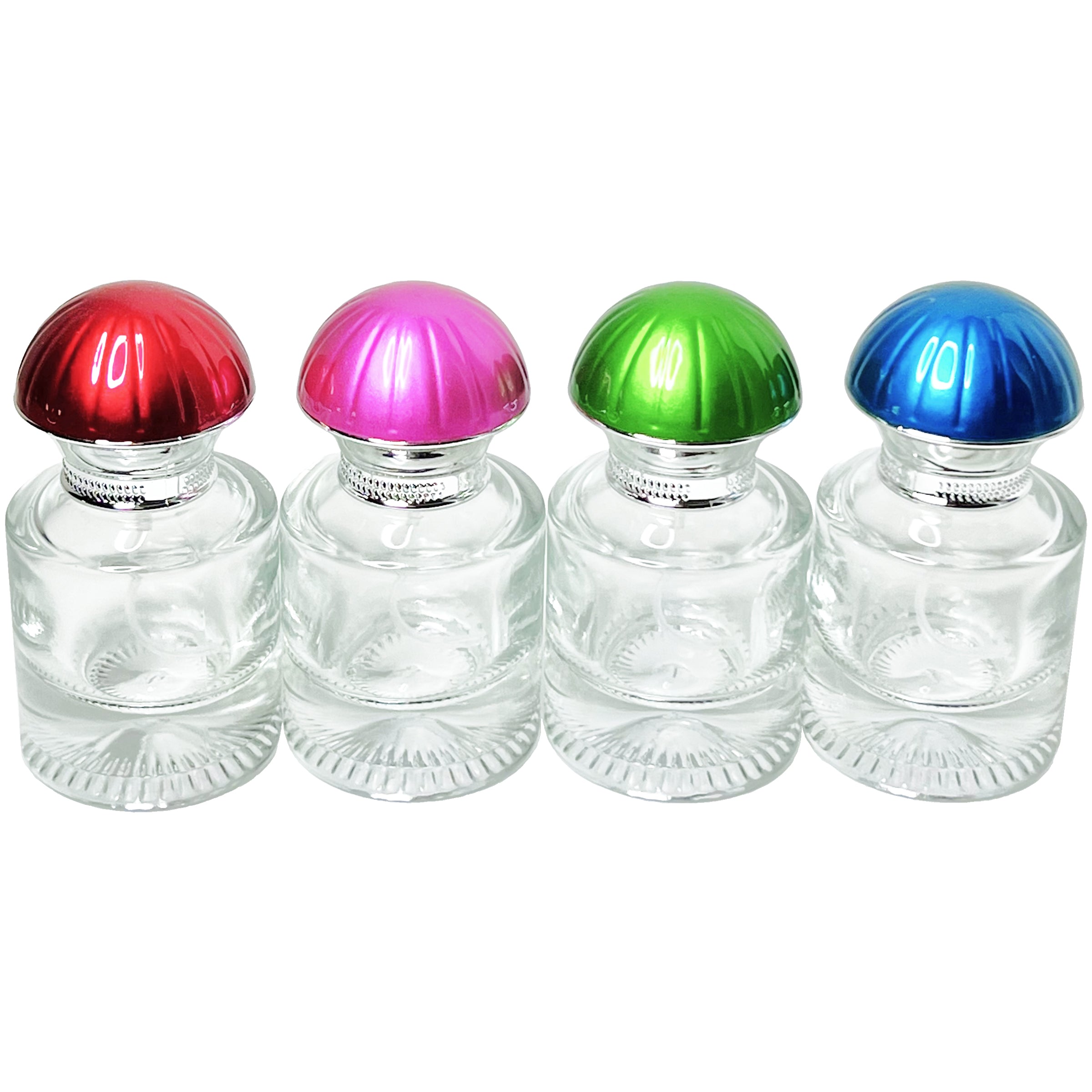 30ml 1oz heavy round clear glass spray bottles umbrella lids