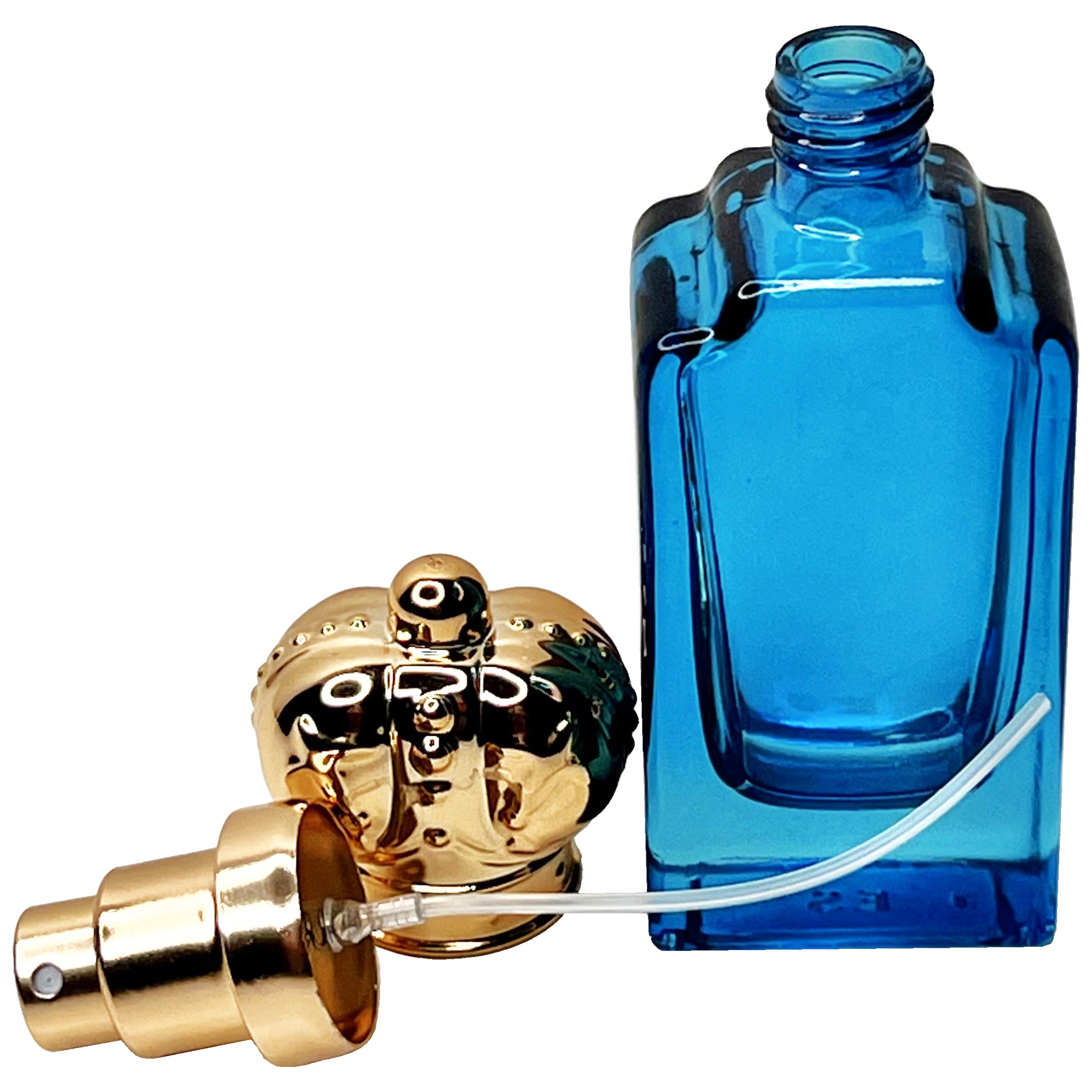 30ml 1oz golden crown lids colored glass perfume spray bottles