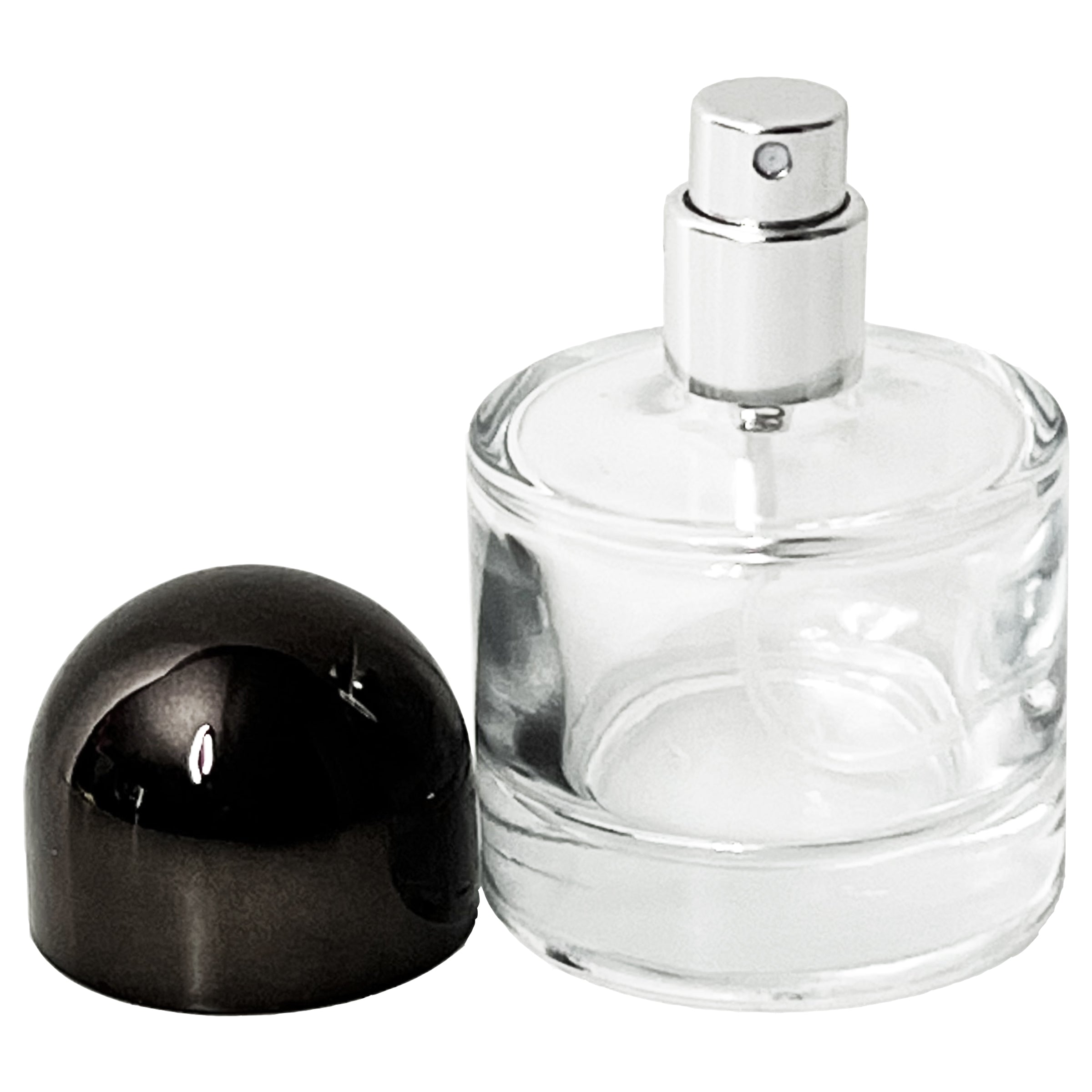 30ml 1oz Round metallic Black Half Cap Thick Glass Spray Bottles