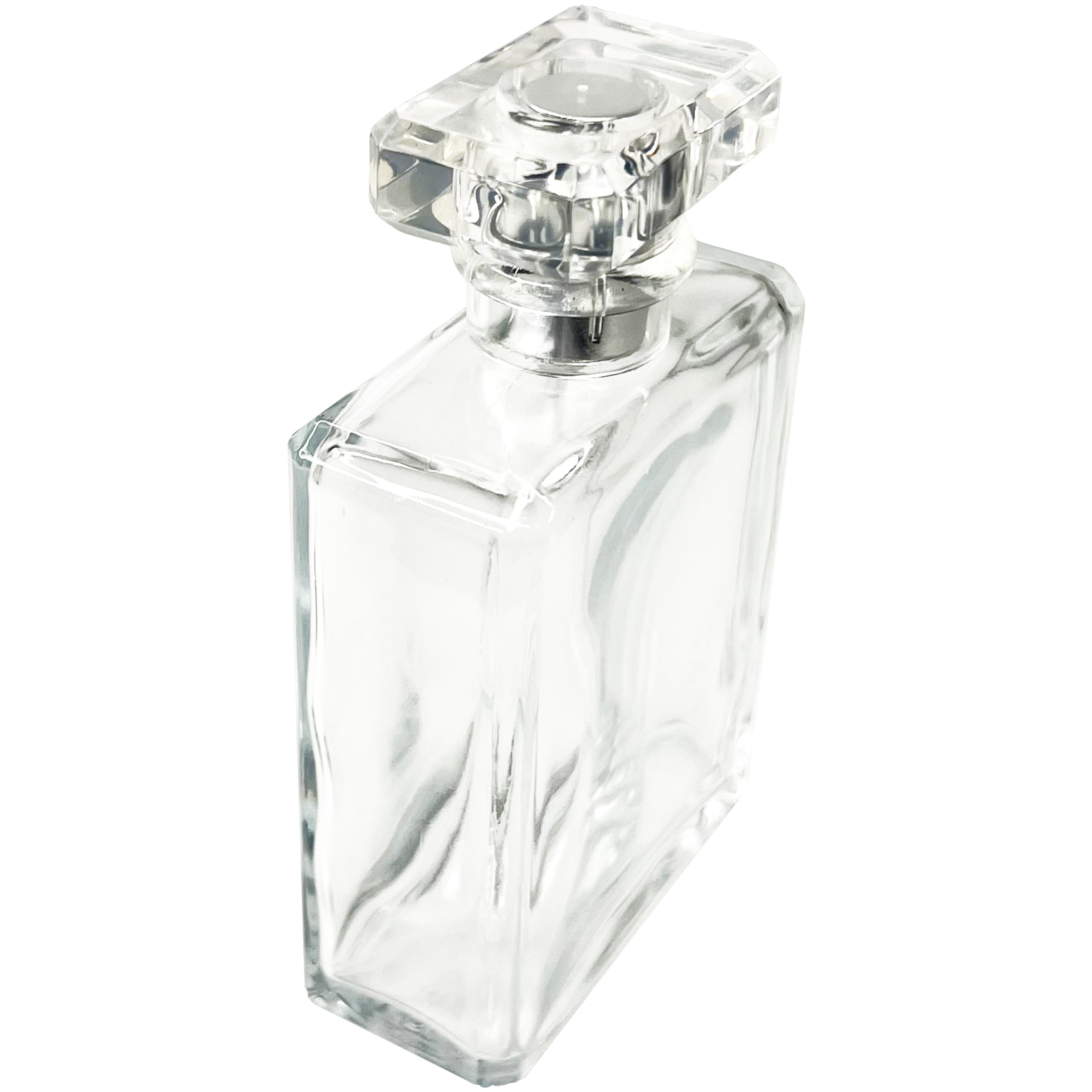 100ml 3.4oz Square T cap silver gold beveled bottle