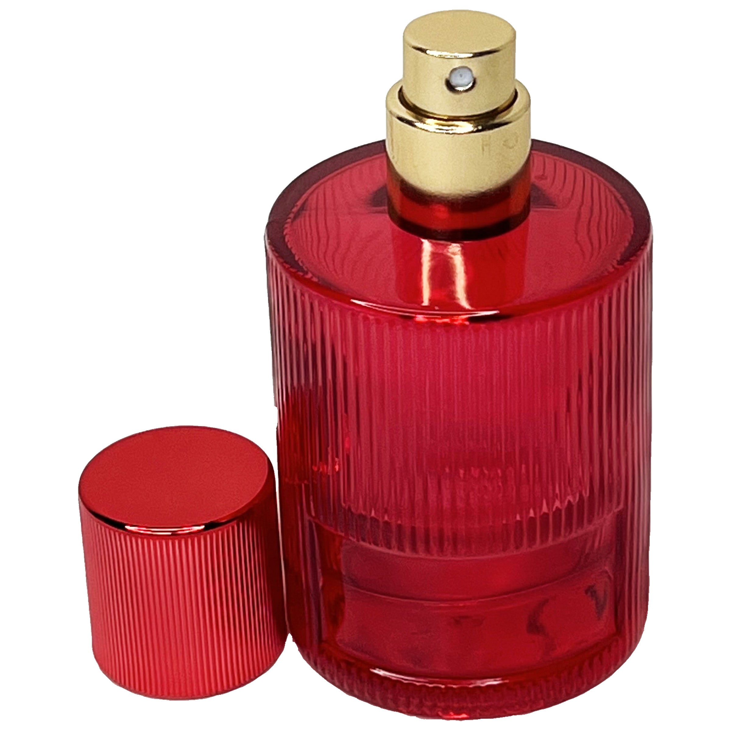 50ml 1.7oz colored striped cylinder matching uv lids glass perfume spray bottles