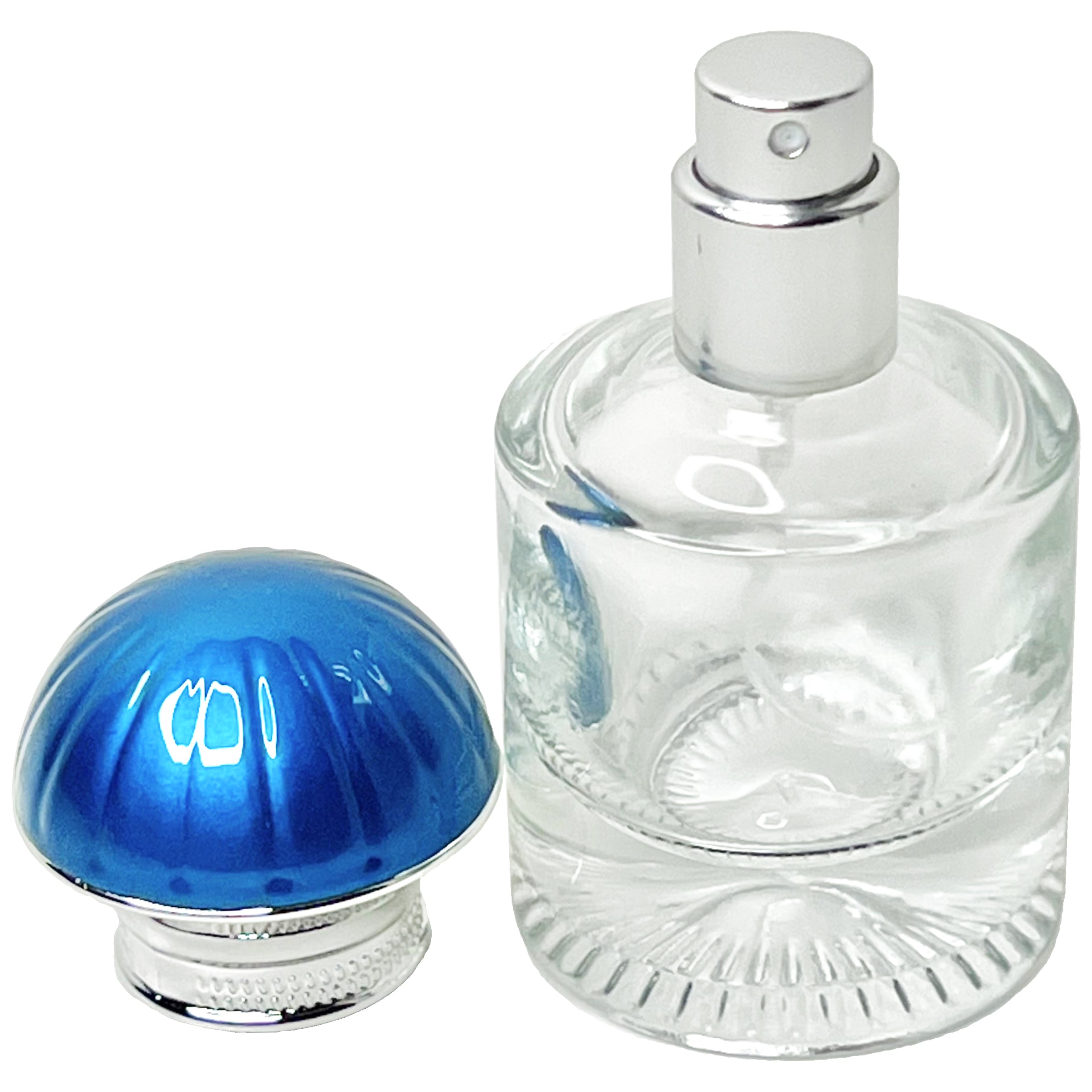 30ml 1oz heavy round clear glass spray bottles umbrella lids