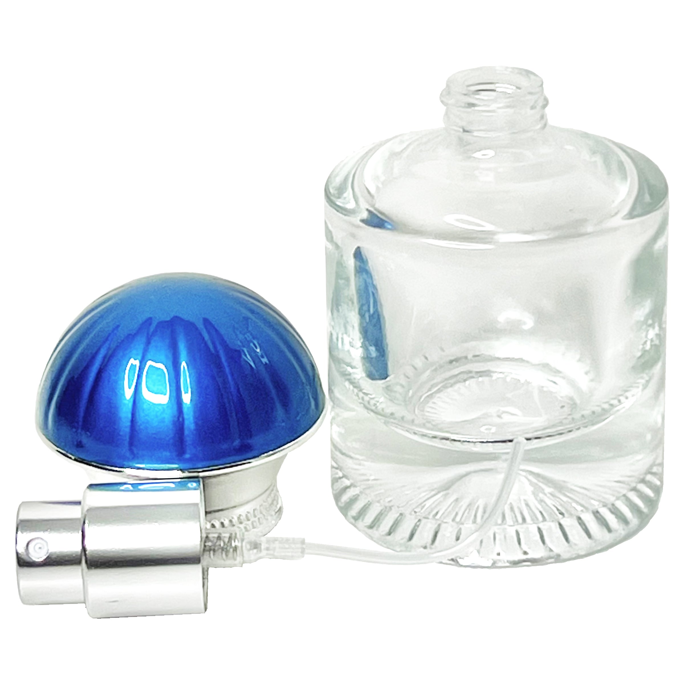 30ml 1oz heavy round clear glass spray bottles umbrella lids