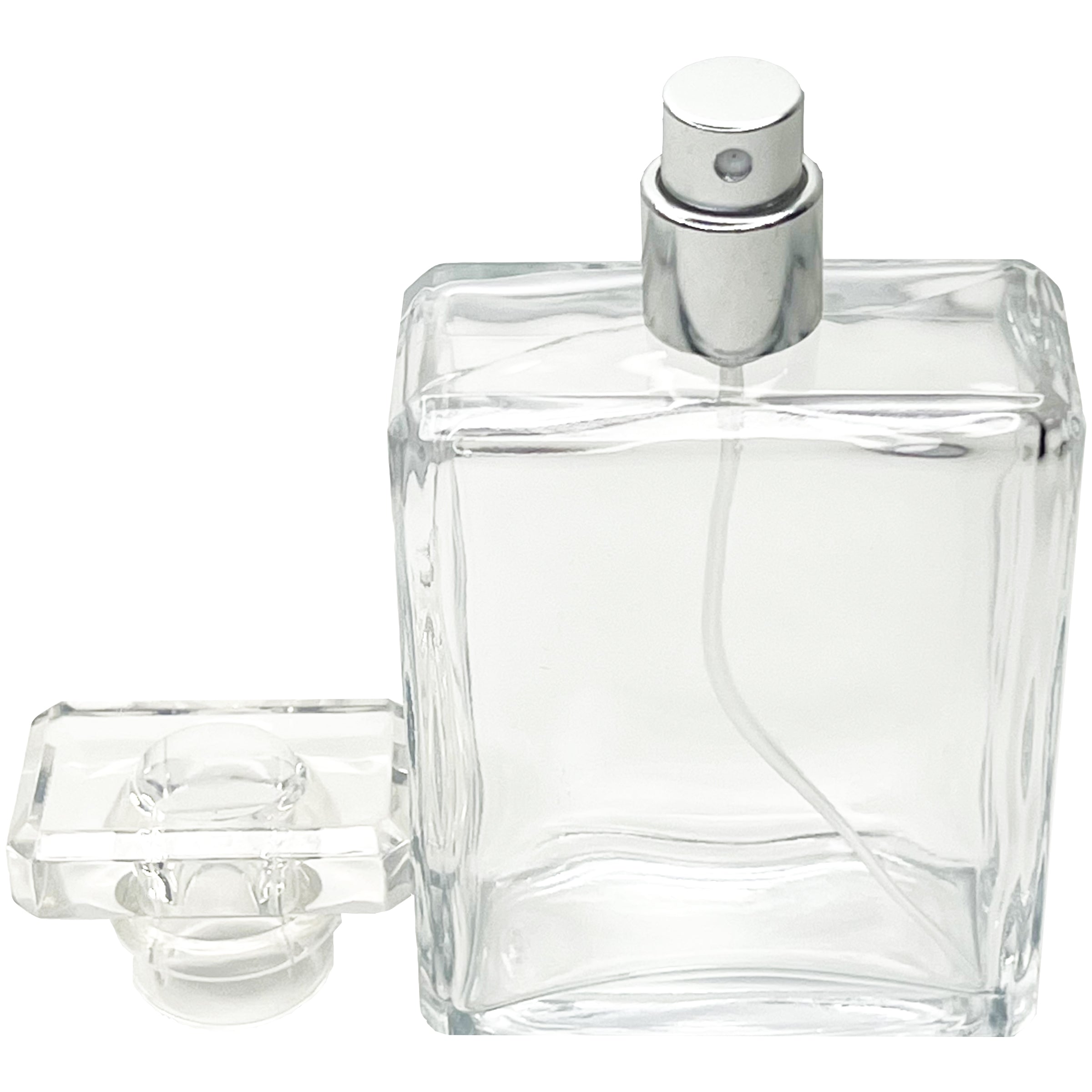 100ml 3.4oz Square T cap silver gold beveled bottle