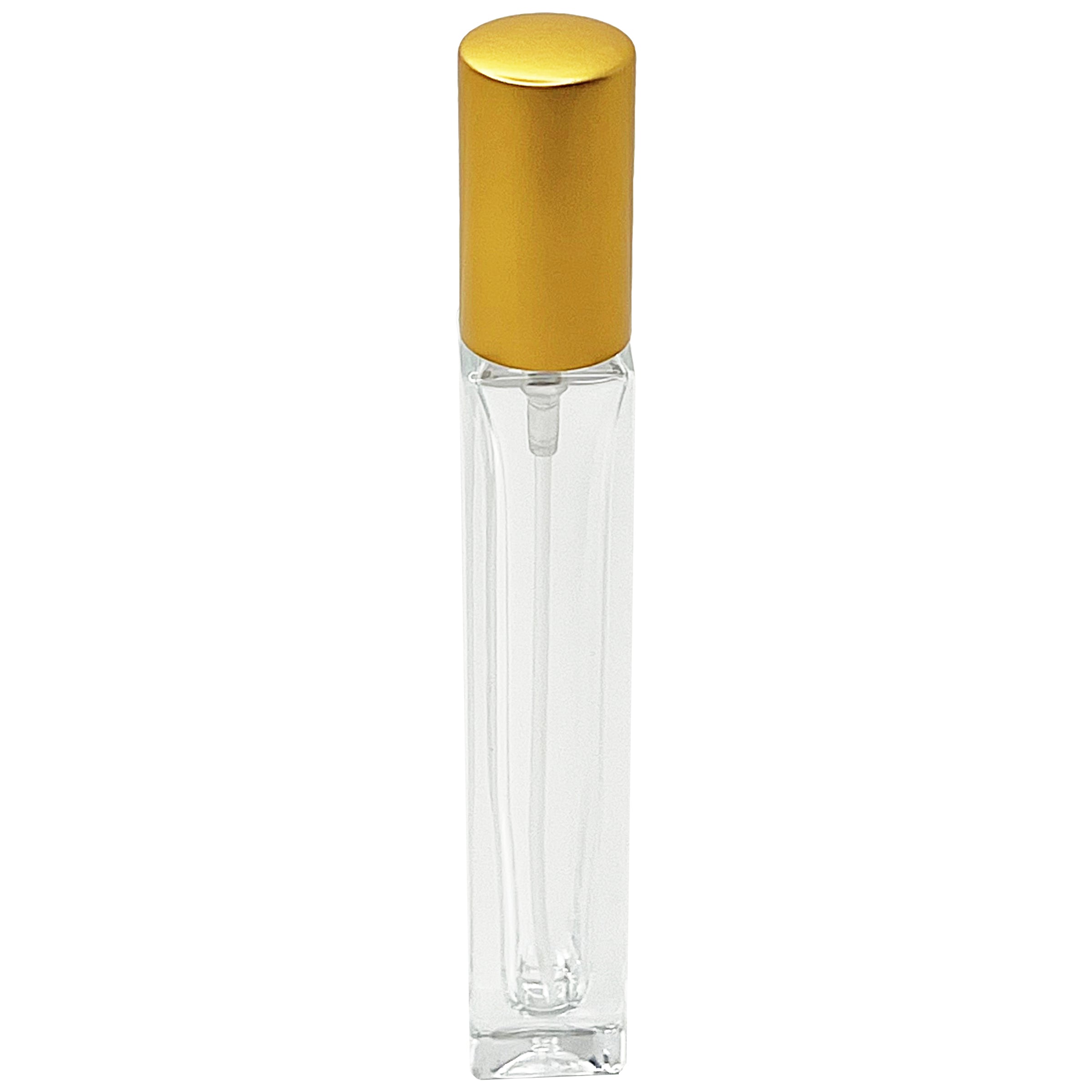 10ml 1/3 oz tall square thick glass matte gold perfume spray bottles