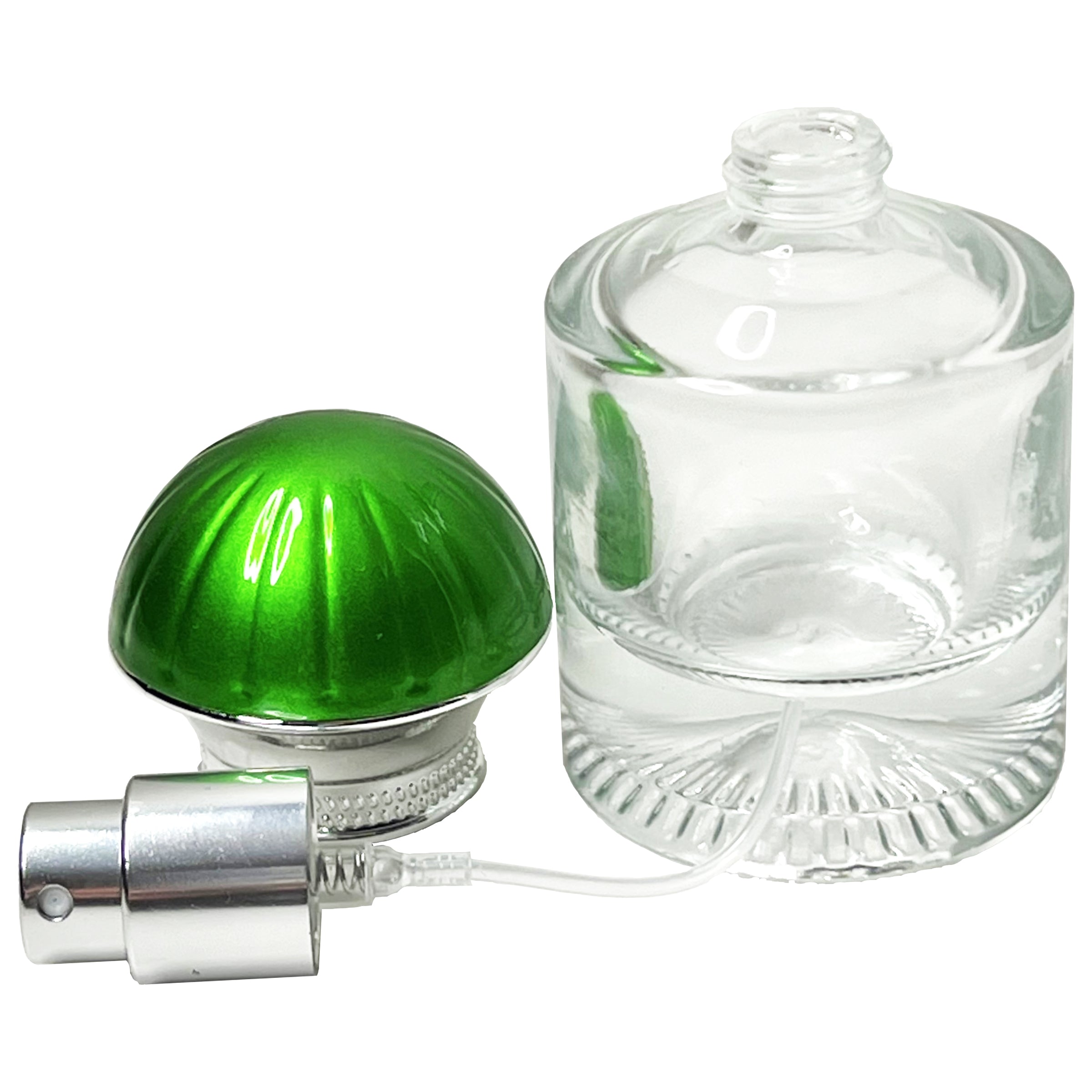 30ml 1oz heavy round clear glass spray bottles umbrella lids