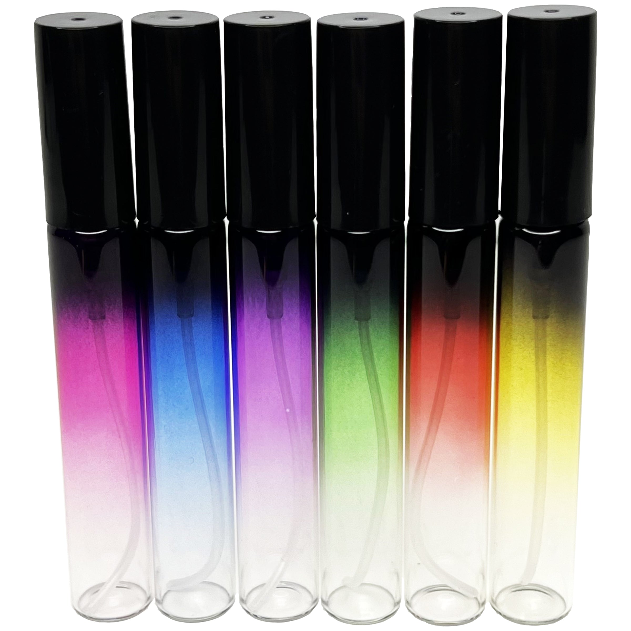 8ml 6 colors gradient black glass spray bottles